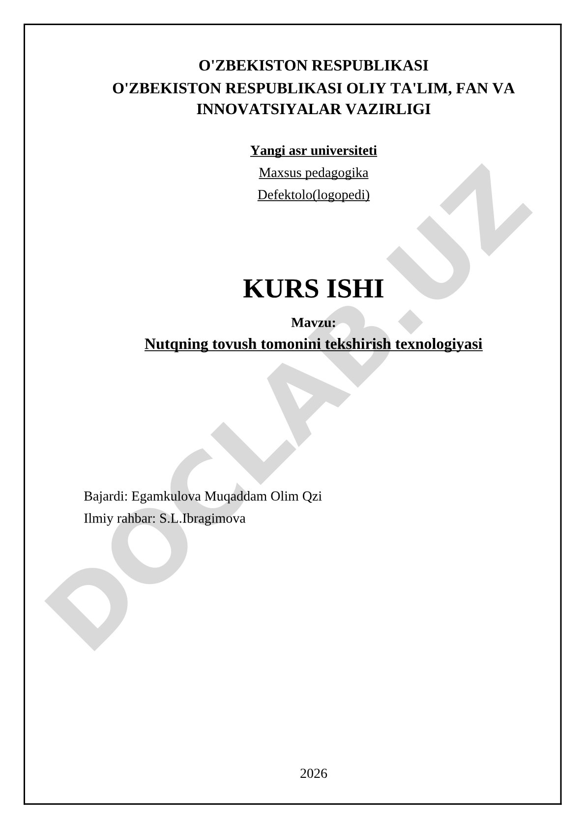 Nutqning tovush tomonini tekshirish texnologiyasi