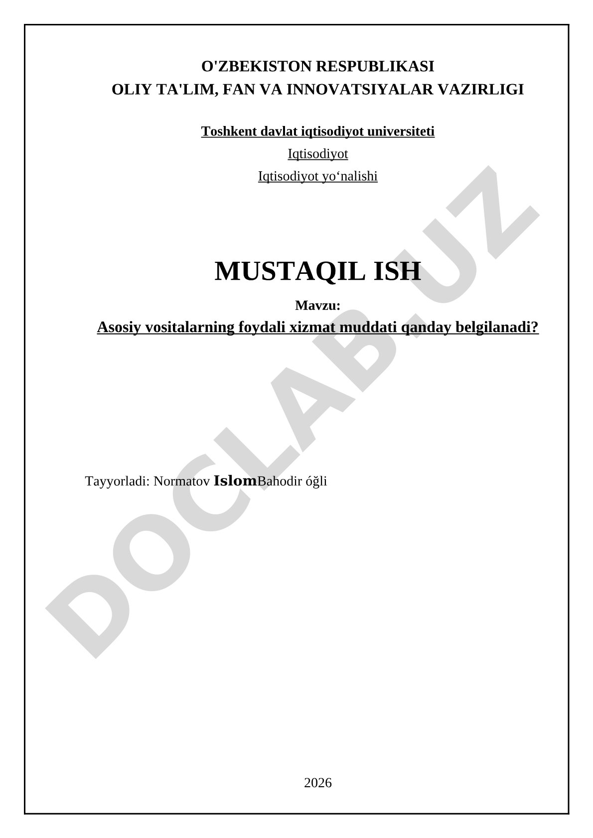 Asosiy vositalarning foydali xizmat muddati qanday belgilanadi?