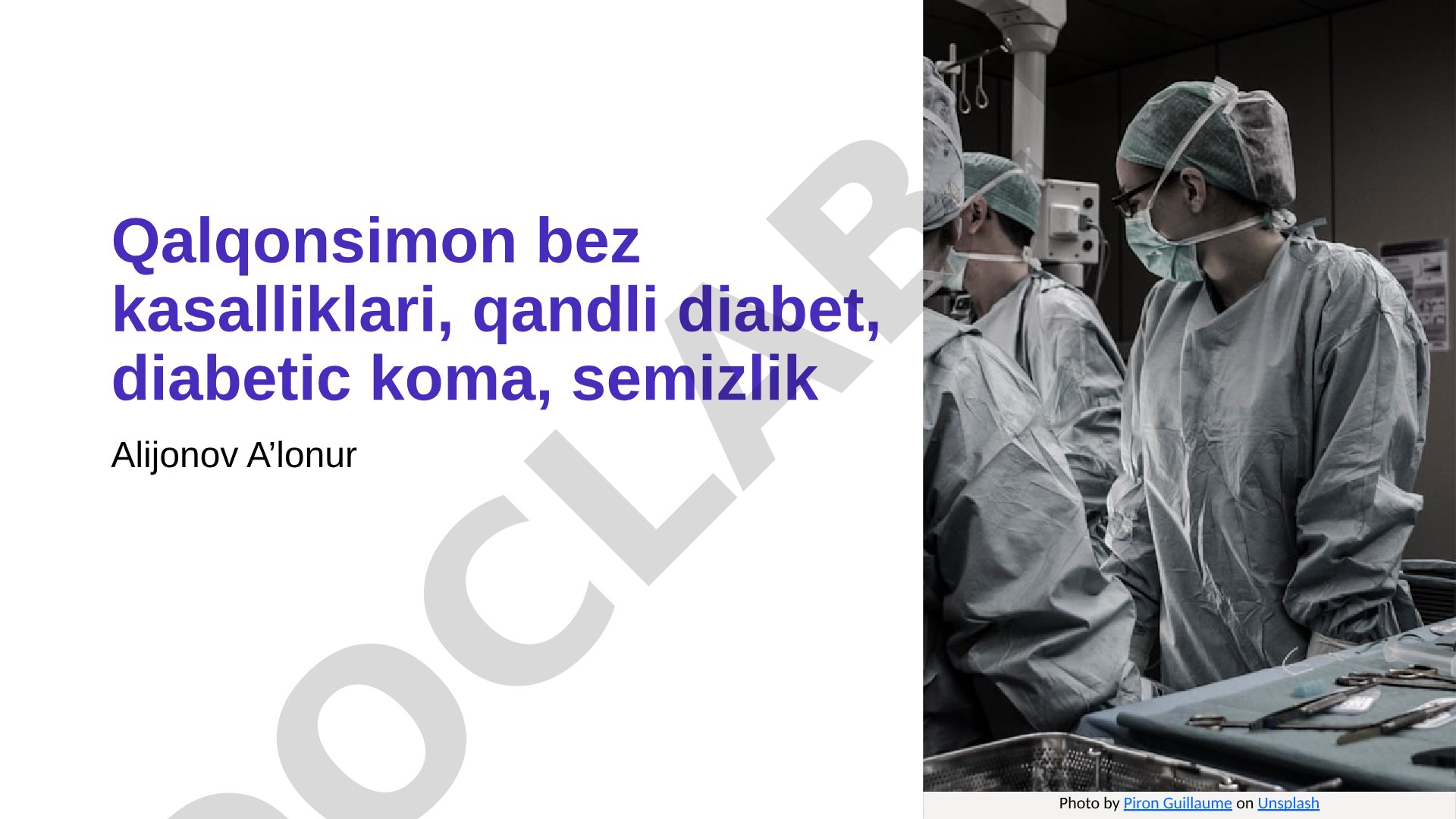 Qalqonsimon bez kasalliklari, qandli diabet, diabetik koma, semizlik