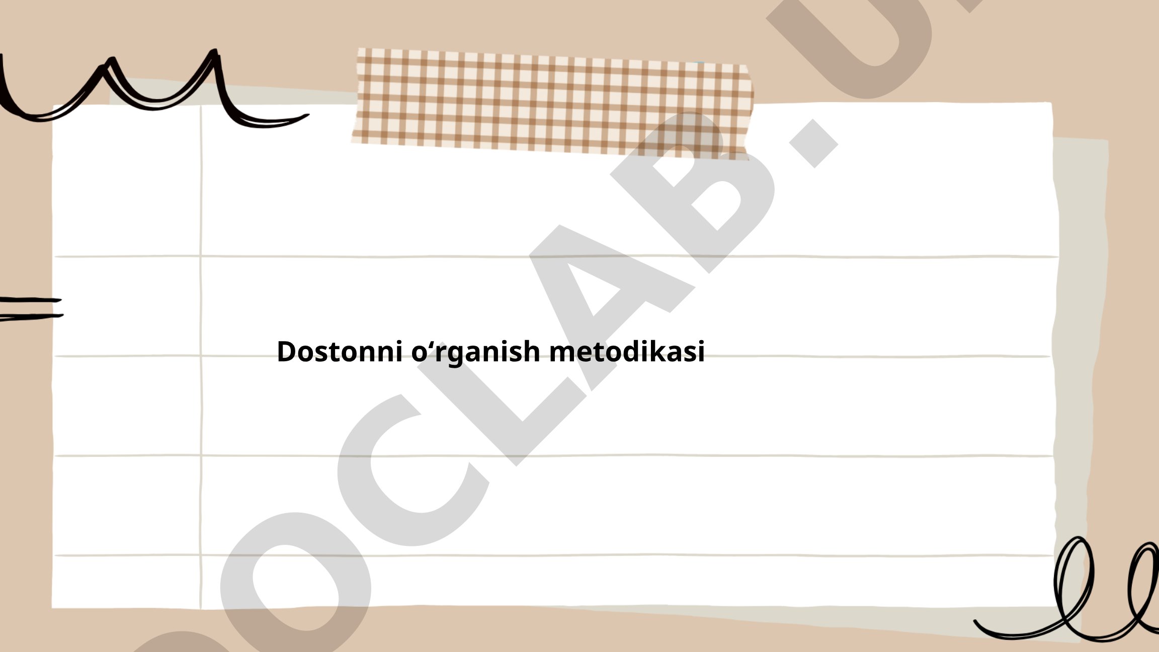Dostonni o'rganish metodikasi