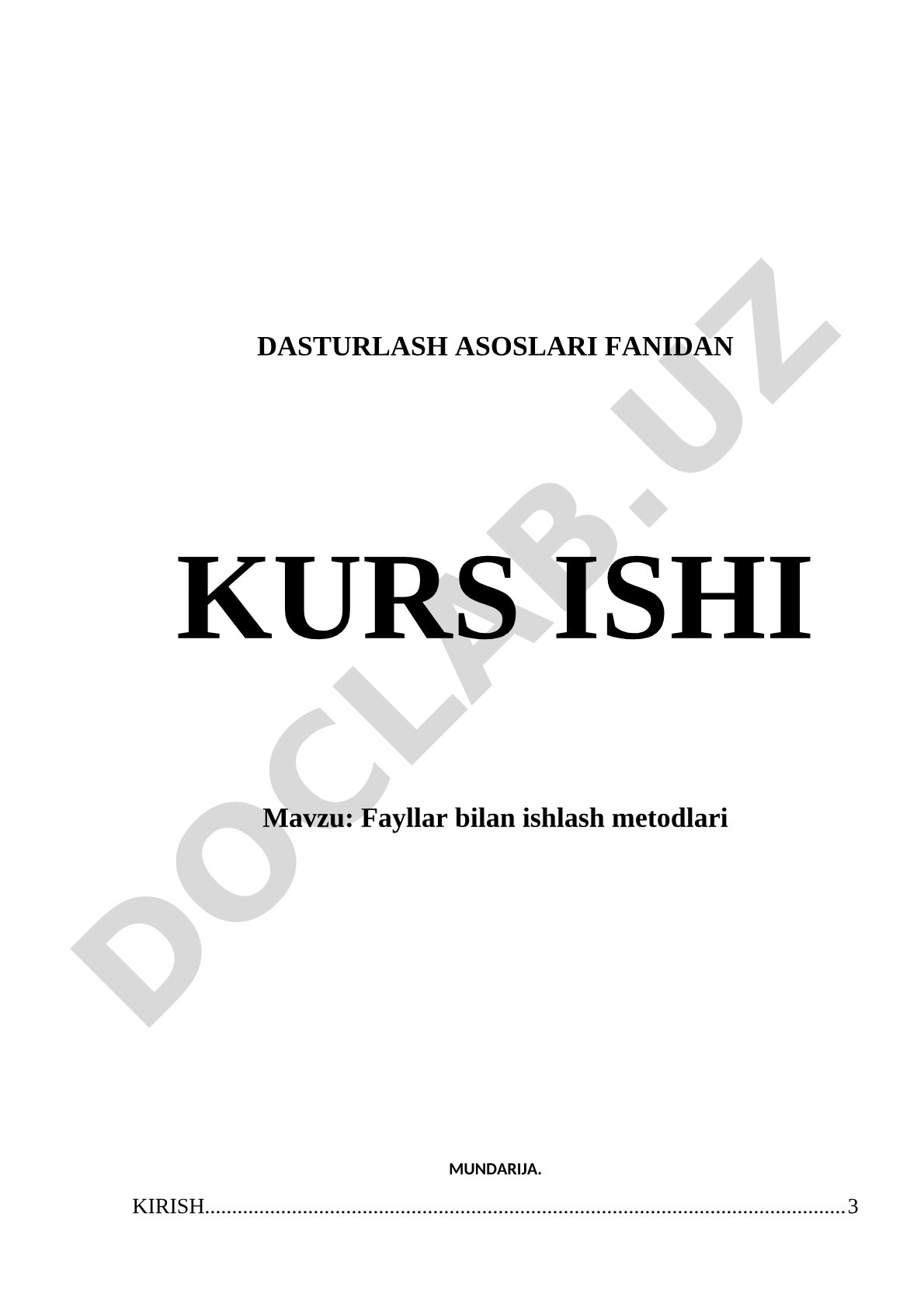 Fayllar bilan ishlash metodlari