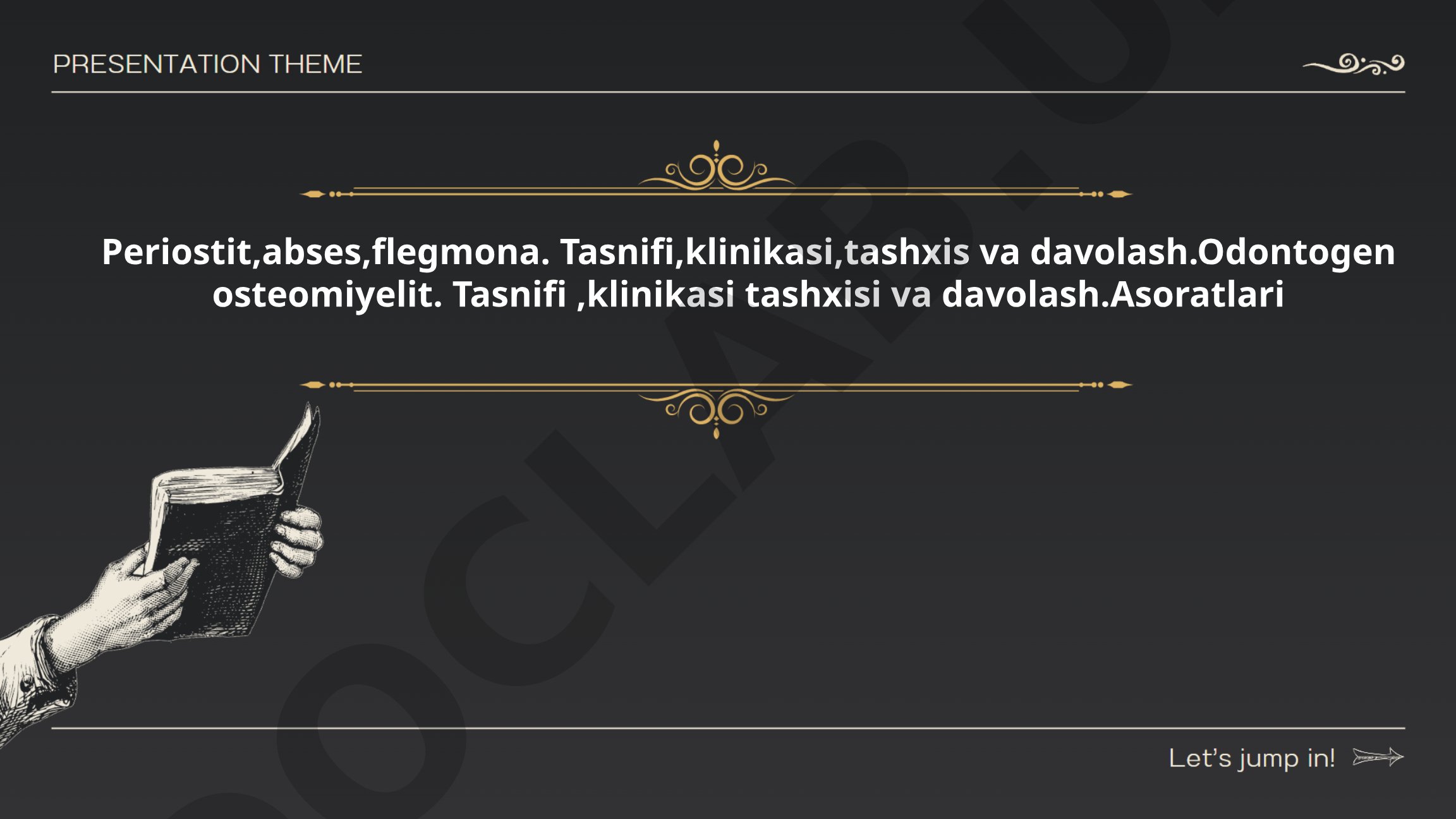 Periostit, abses, flegmona va odontogen osteomiyelit diagnostikasi va davolash