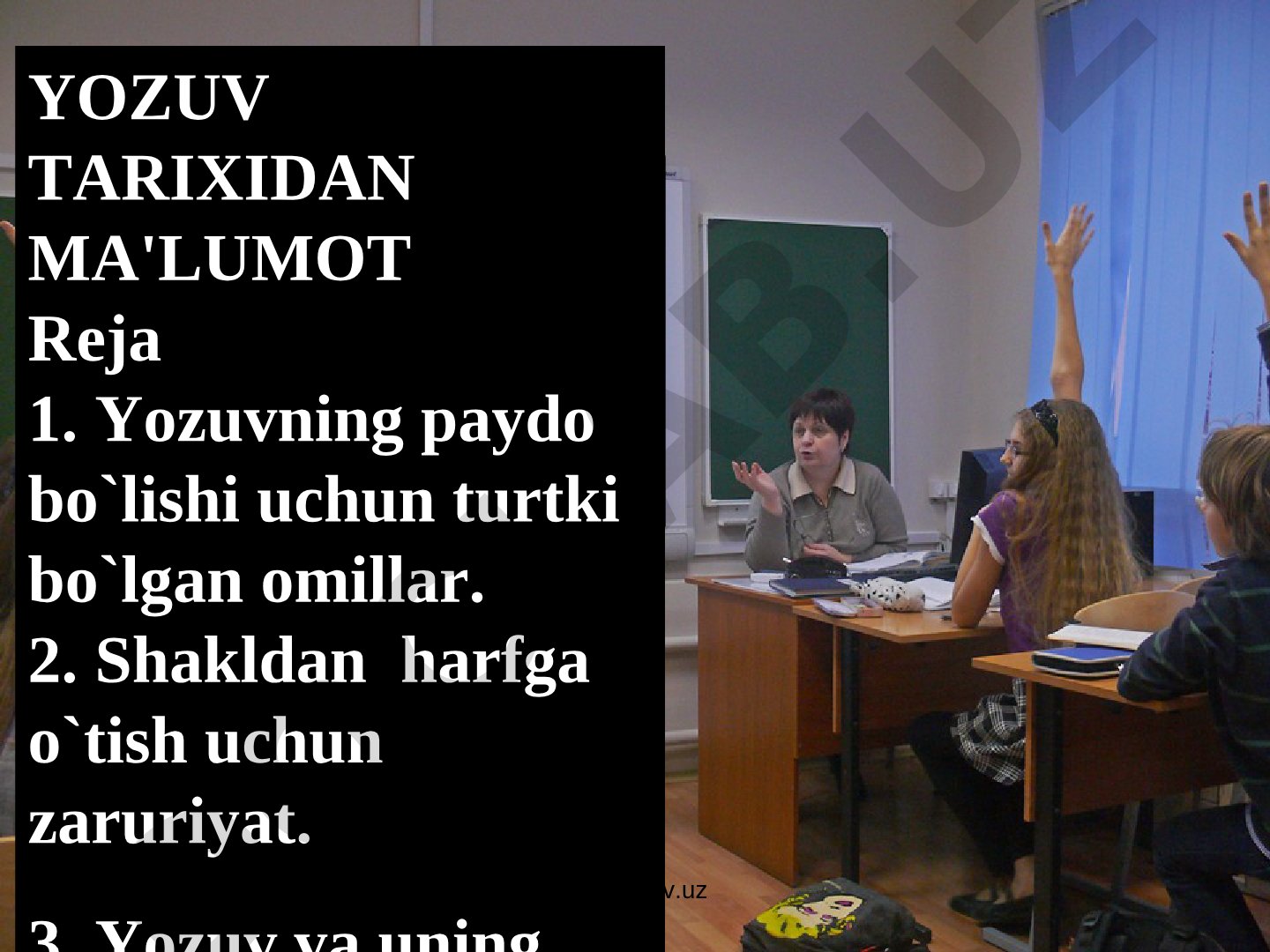 Yozuvning paydo bo'lishi, shakldan harfga o'tish va yozuv tarixi haqida ma'lumot