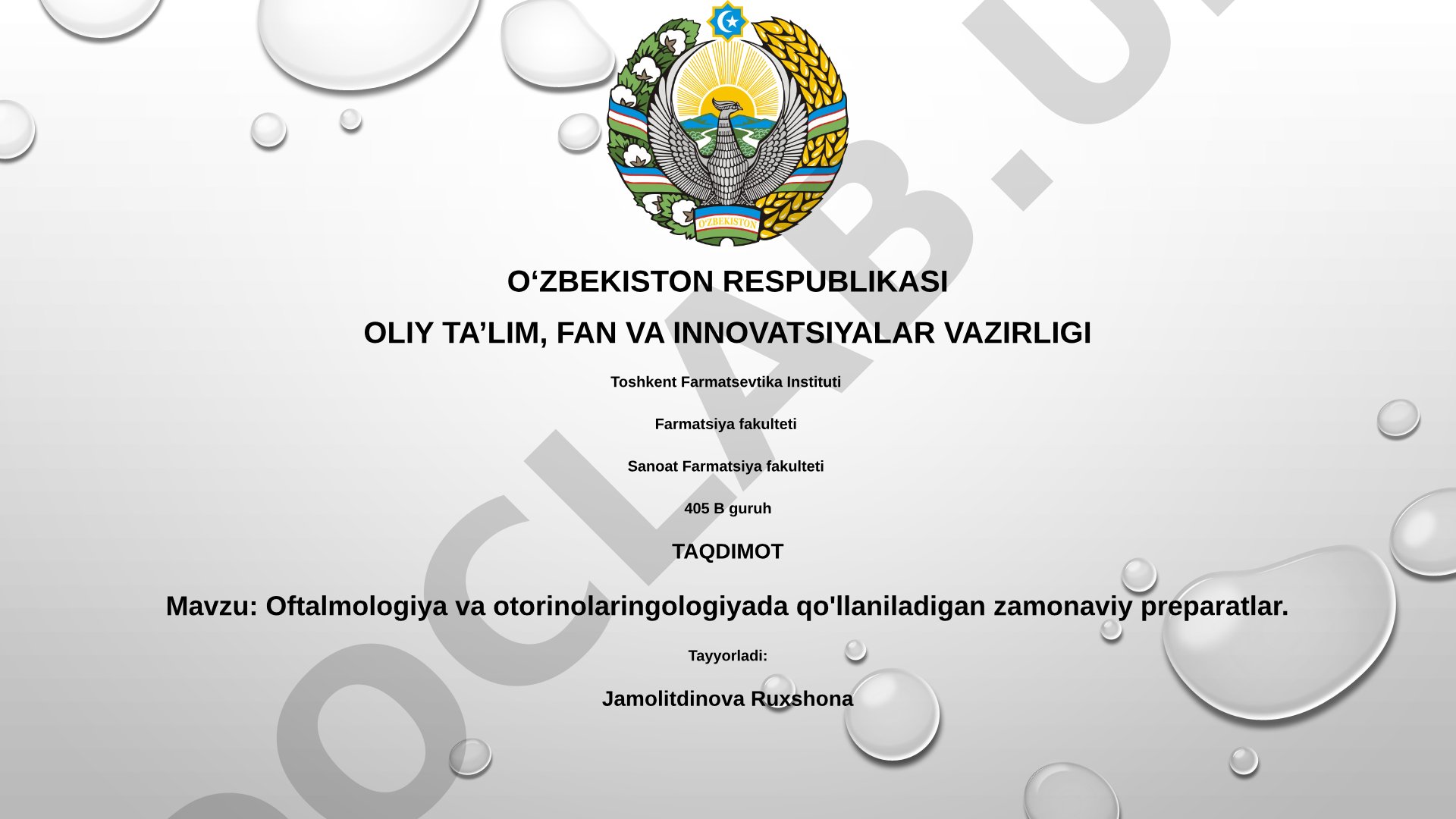 Oftalmologiya va otorinolaringologiyada qo'llaniladigan zamonaviy preparatlar