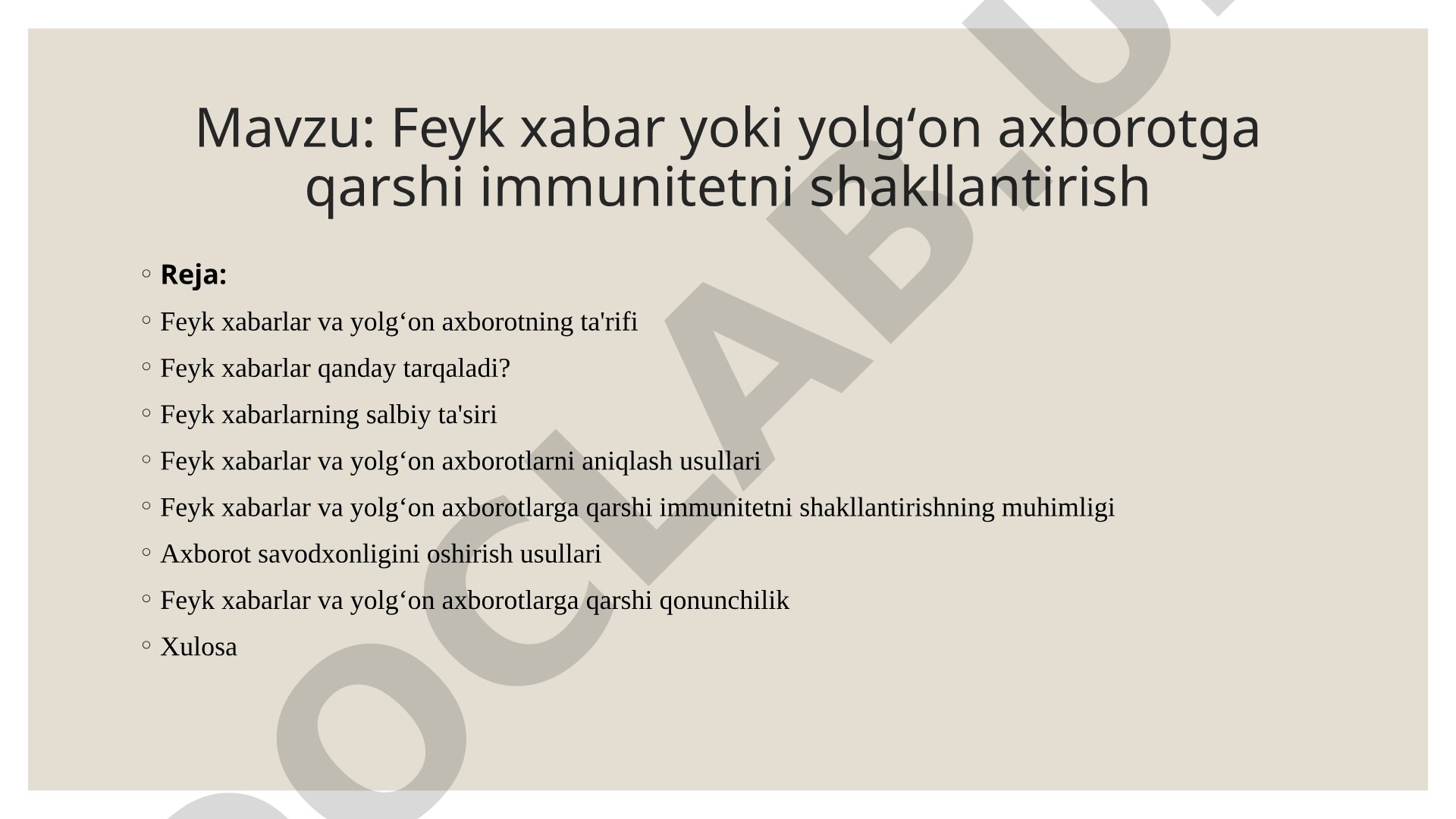 Feyk xabar yoki yolgʻon axborotga qarshi immunitetni shakllantirish