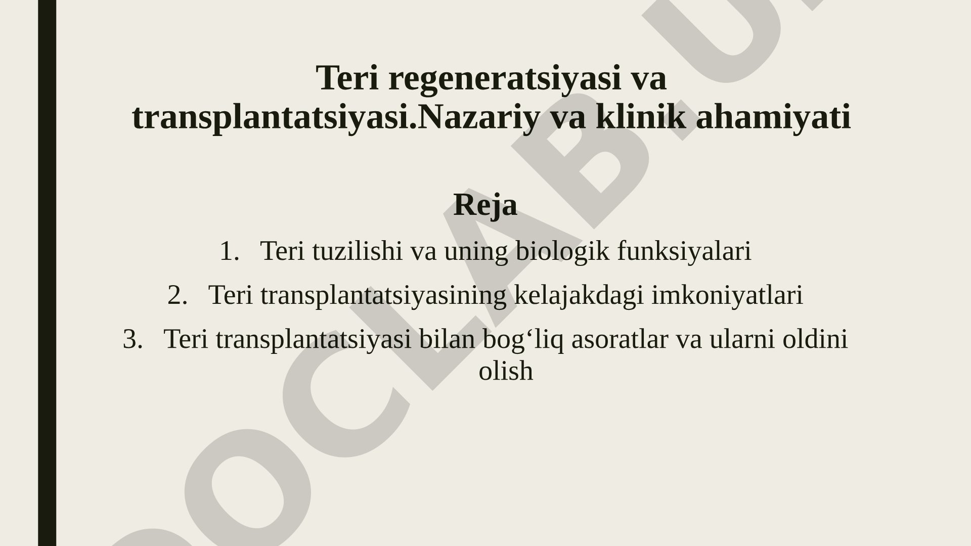 Teri regeneratsiyasi va transplantatsiyasi: nazariy va klinik ahamiyati