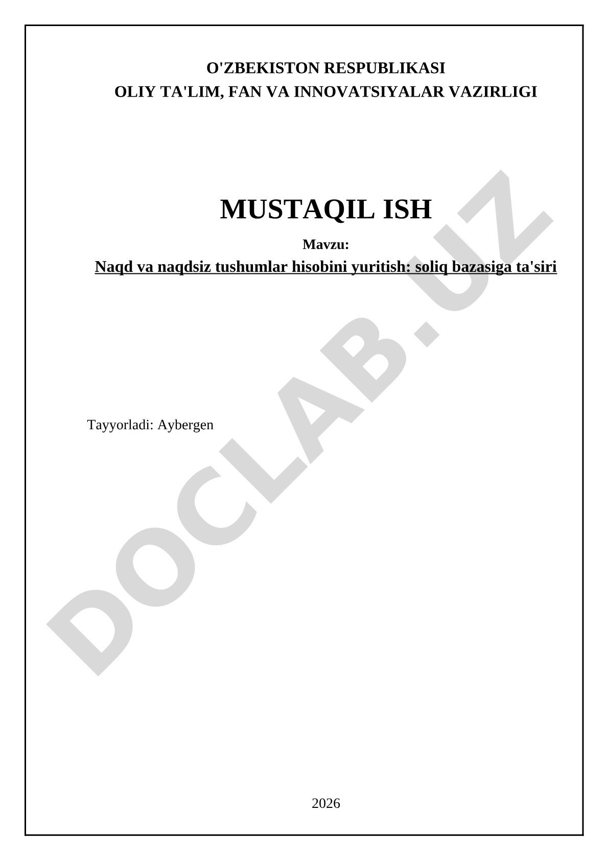 Naqd va naqdsiz tushumlar hisobini yuritish: soliq bazasiga ta'siri