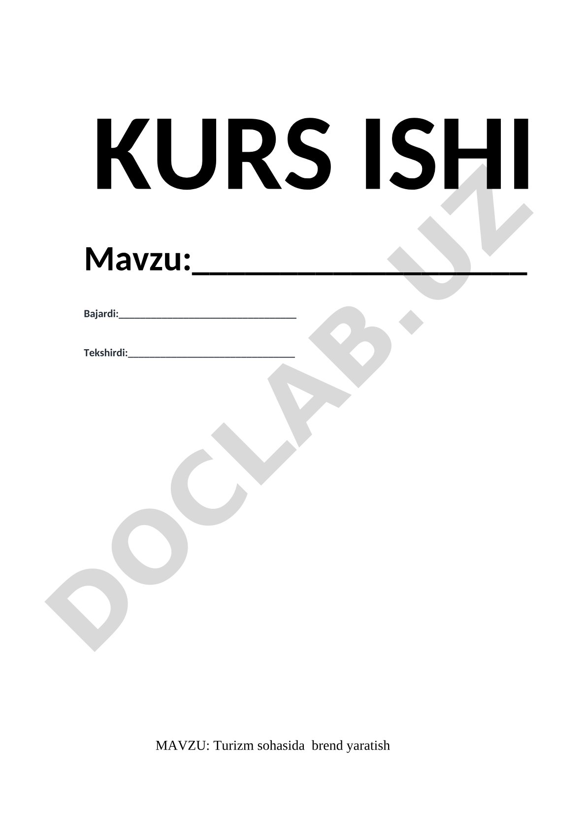 Turizm sohasida brend yaratish