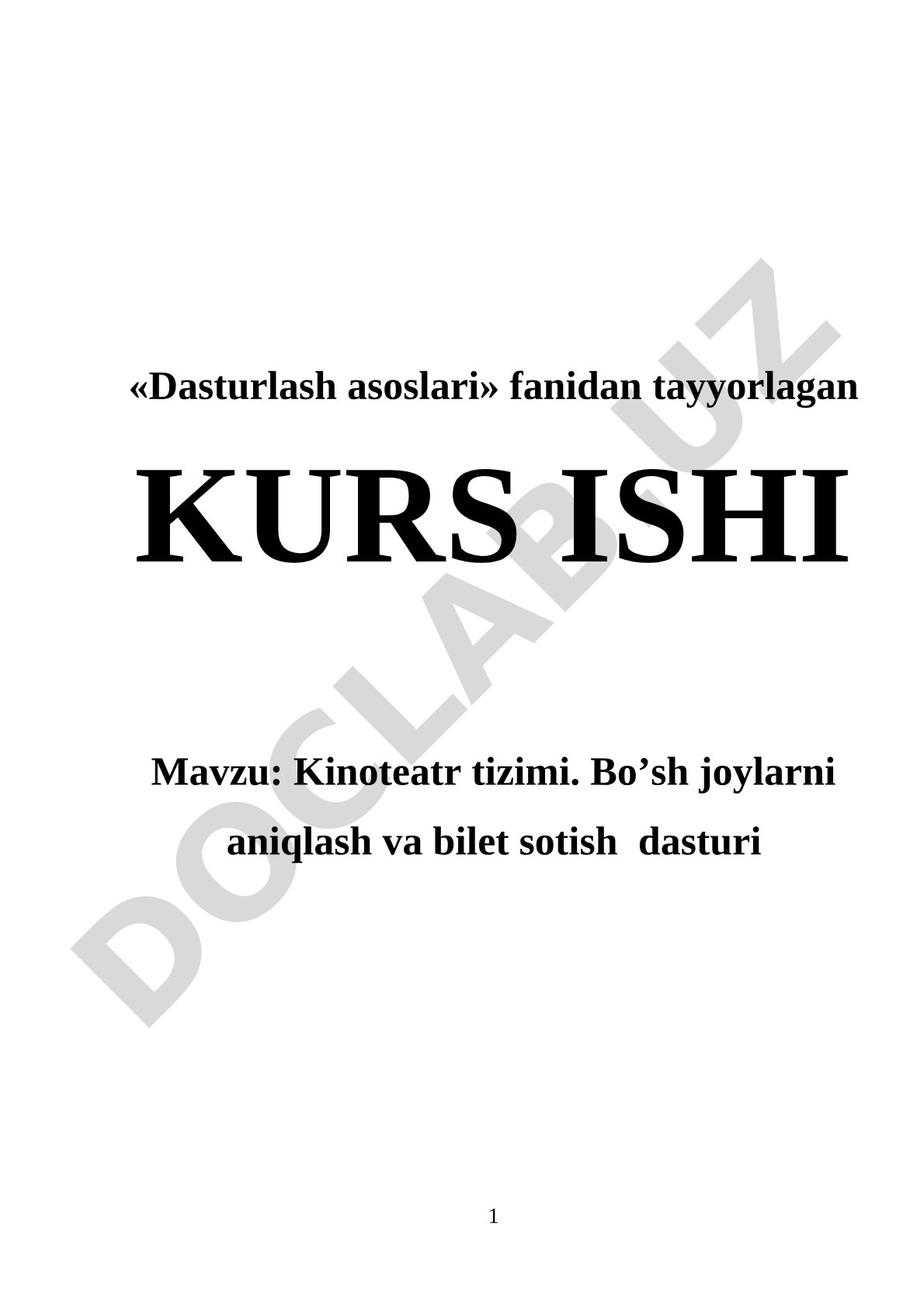 Kinoteatr tizimi. Bo’sh joylarni aniqlash va bilet sotish dasturi