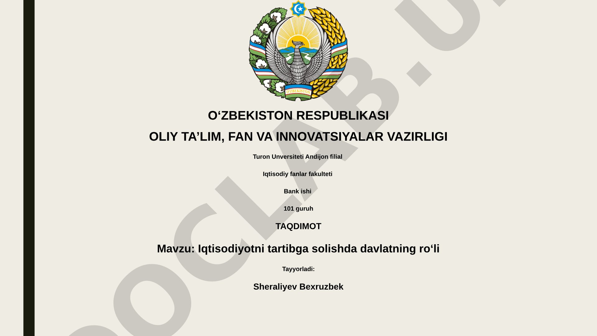 Iqtisodiyotni tartibga solishda davlatning roli