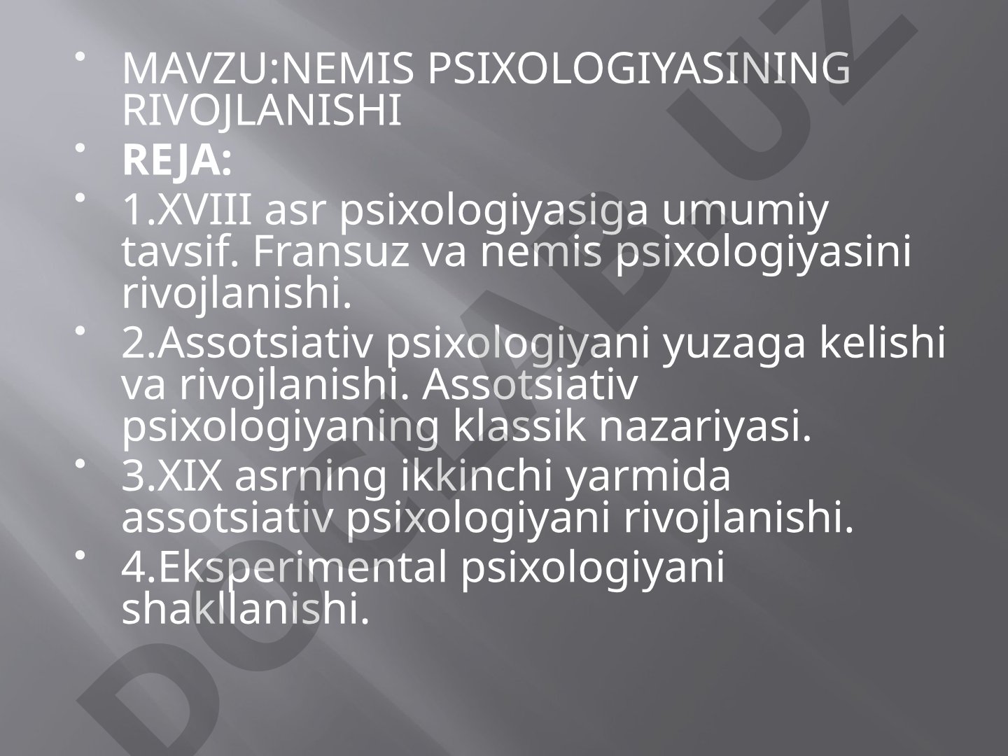Nemis psixologiyasining rivojlanishi: XVIII asr psixologiyasi, assotsiativ psixologiya