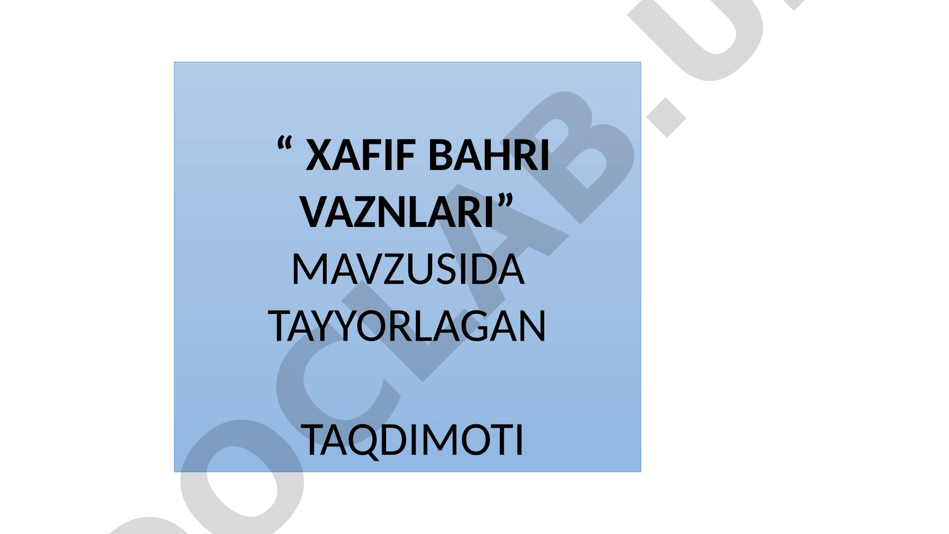 Xafif bahri vaznlari