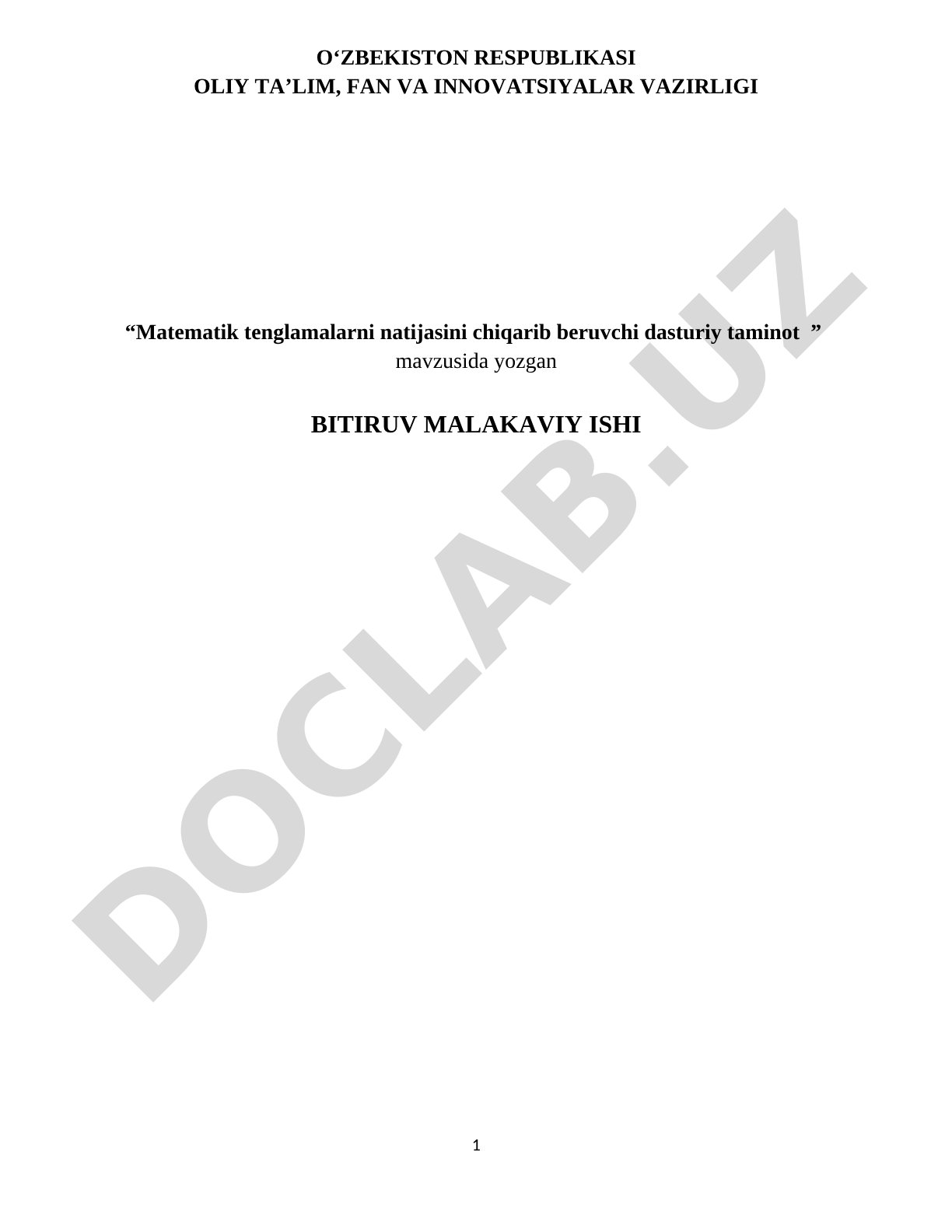 Matematik tenglamalarni natijasini chiqarib beruvchi dasturiy ta'minot