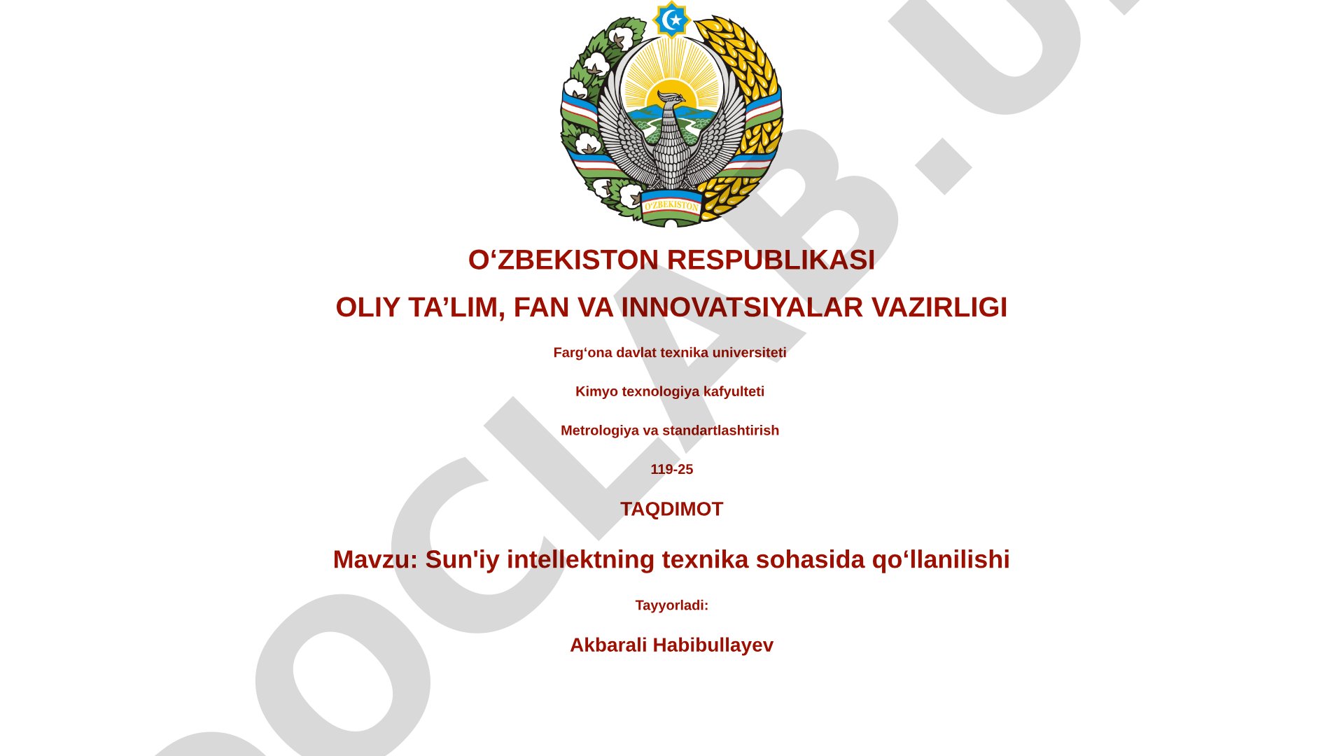 Sun'iy intellektning texnika sohasida qoʻllanilishi