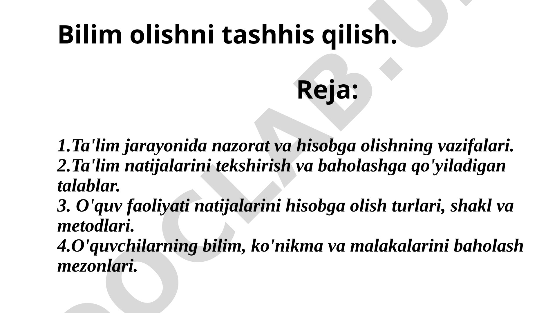 Bilim olishni tashhis qilish