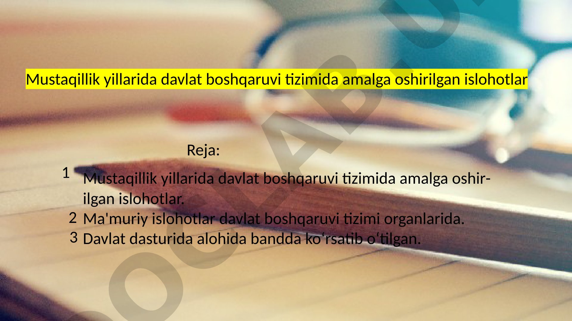 Mustaqillik yillarida davlat boshqaruvi tizimida amalga oshirilgan islohotlar