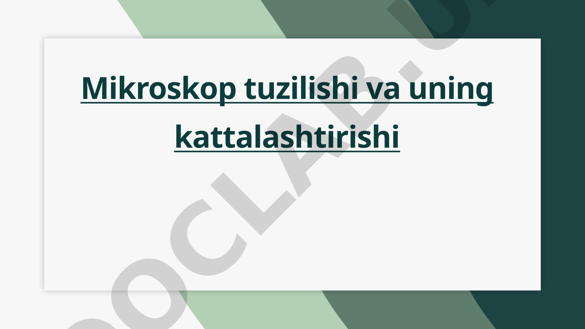 Mikroskop tuzilishi va uning kattalashtirishi