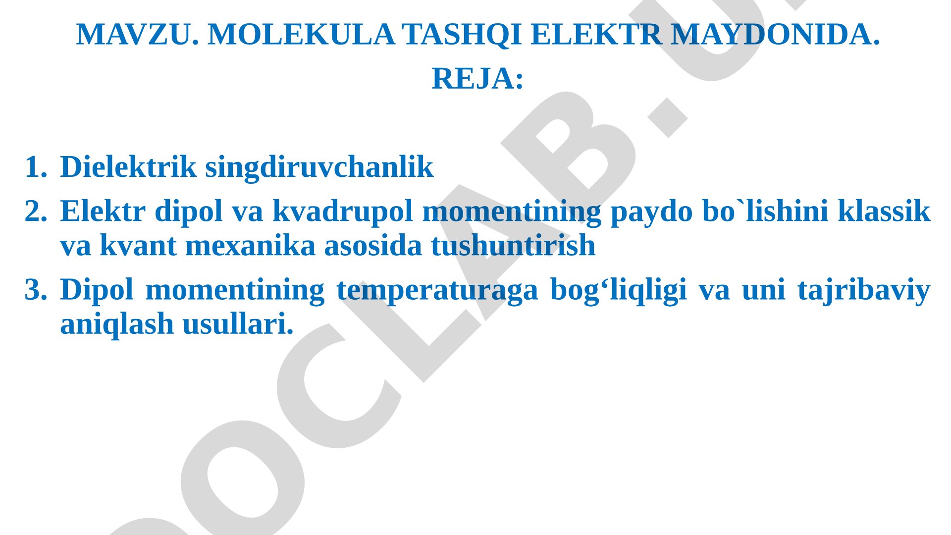 Molekula tashqi elektr maydonida