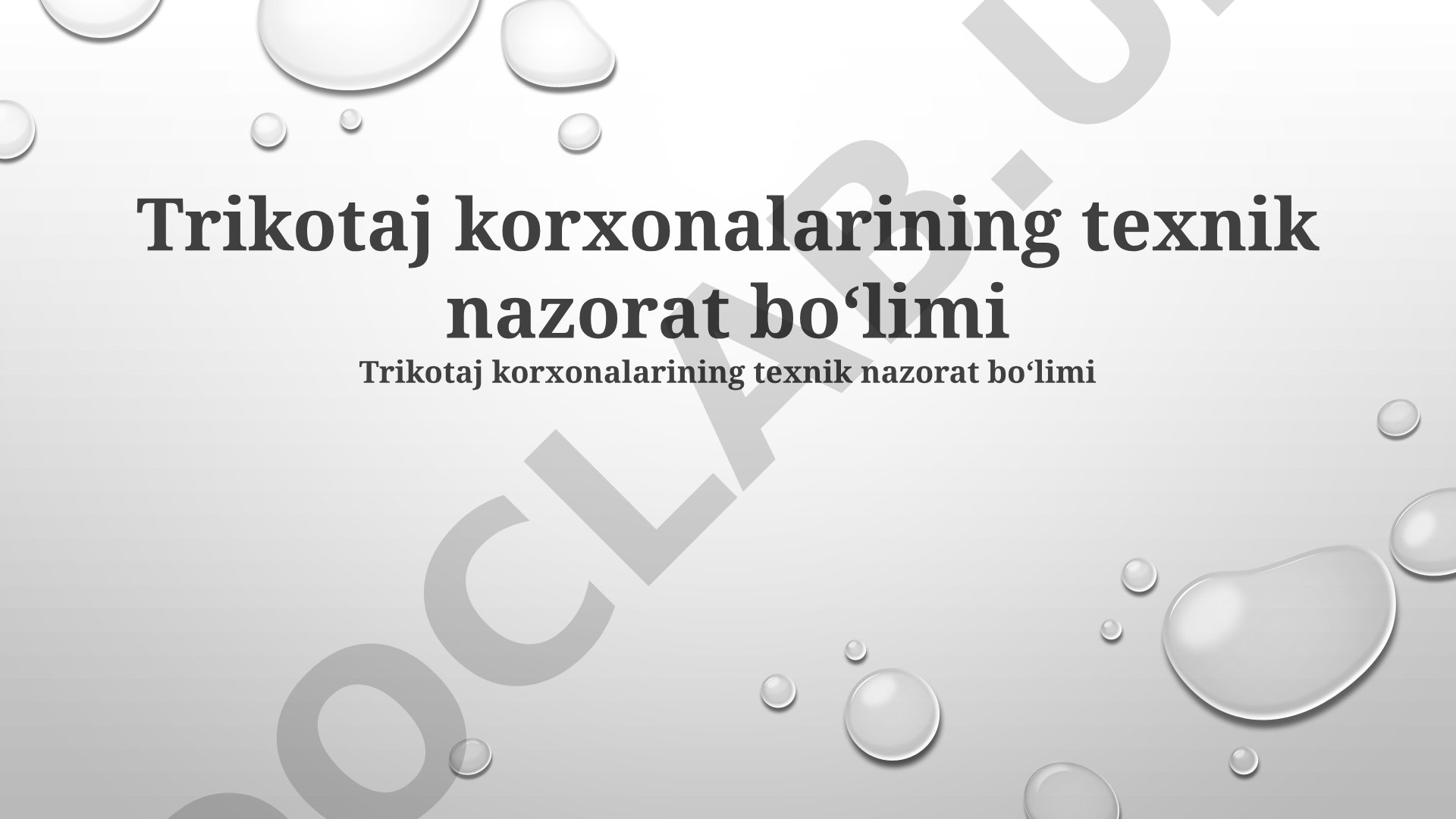 Trikotaj korxonalarining texnik nazorat bo'limi