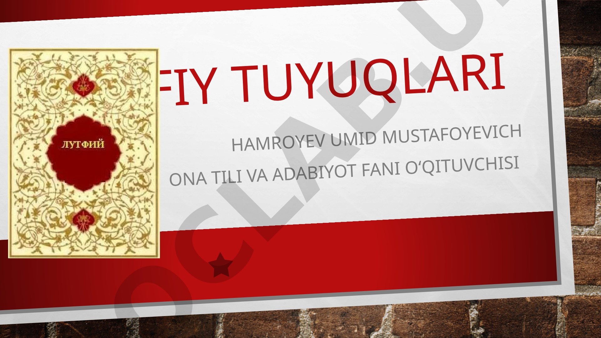 Lutfiyning 'Dog'i bor' tajnisli tuyug'i tahlili va izohi