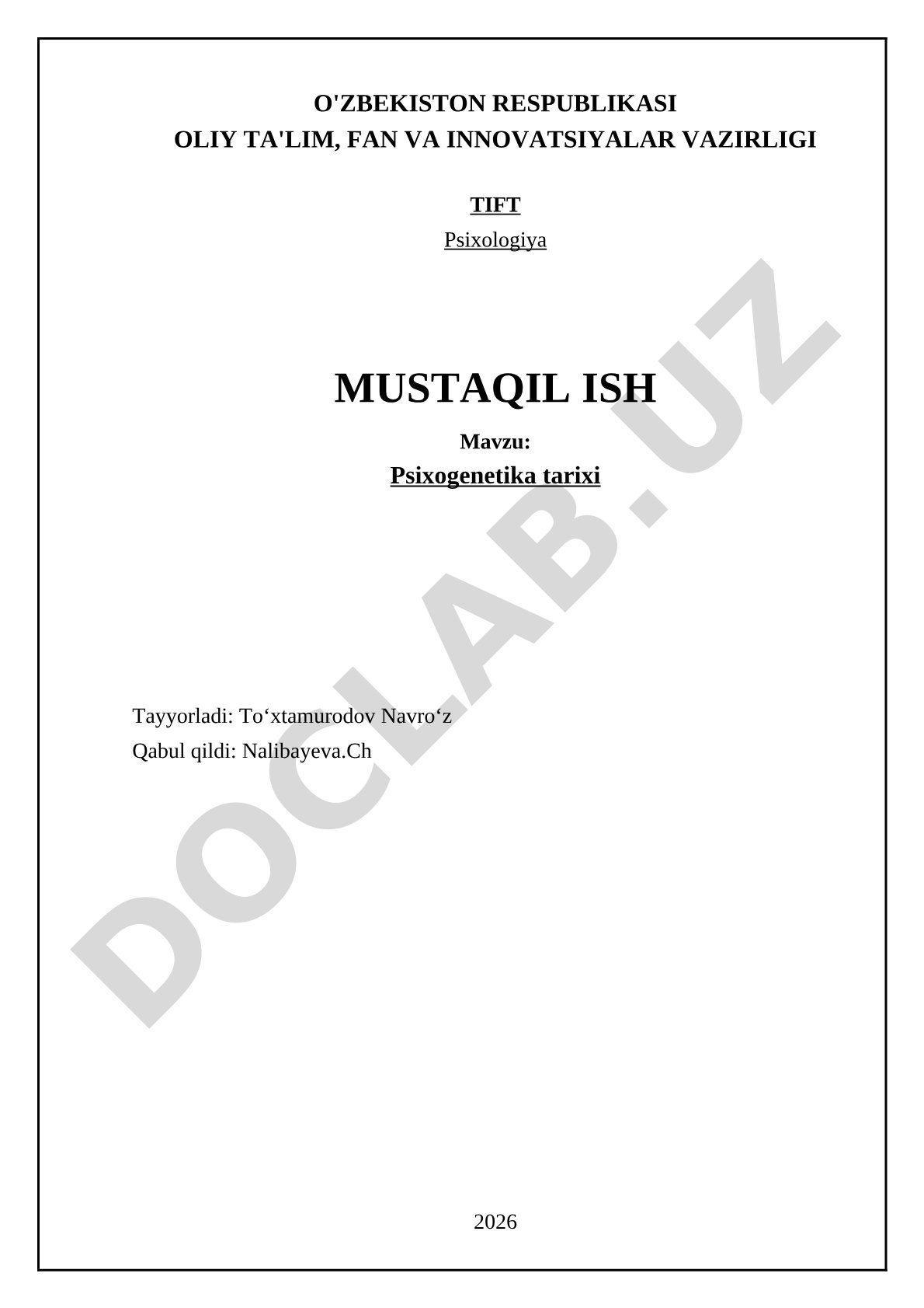 Psixogenetika tarixi
