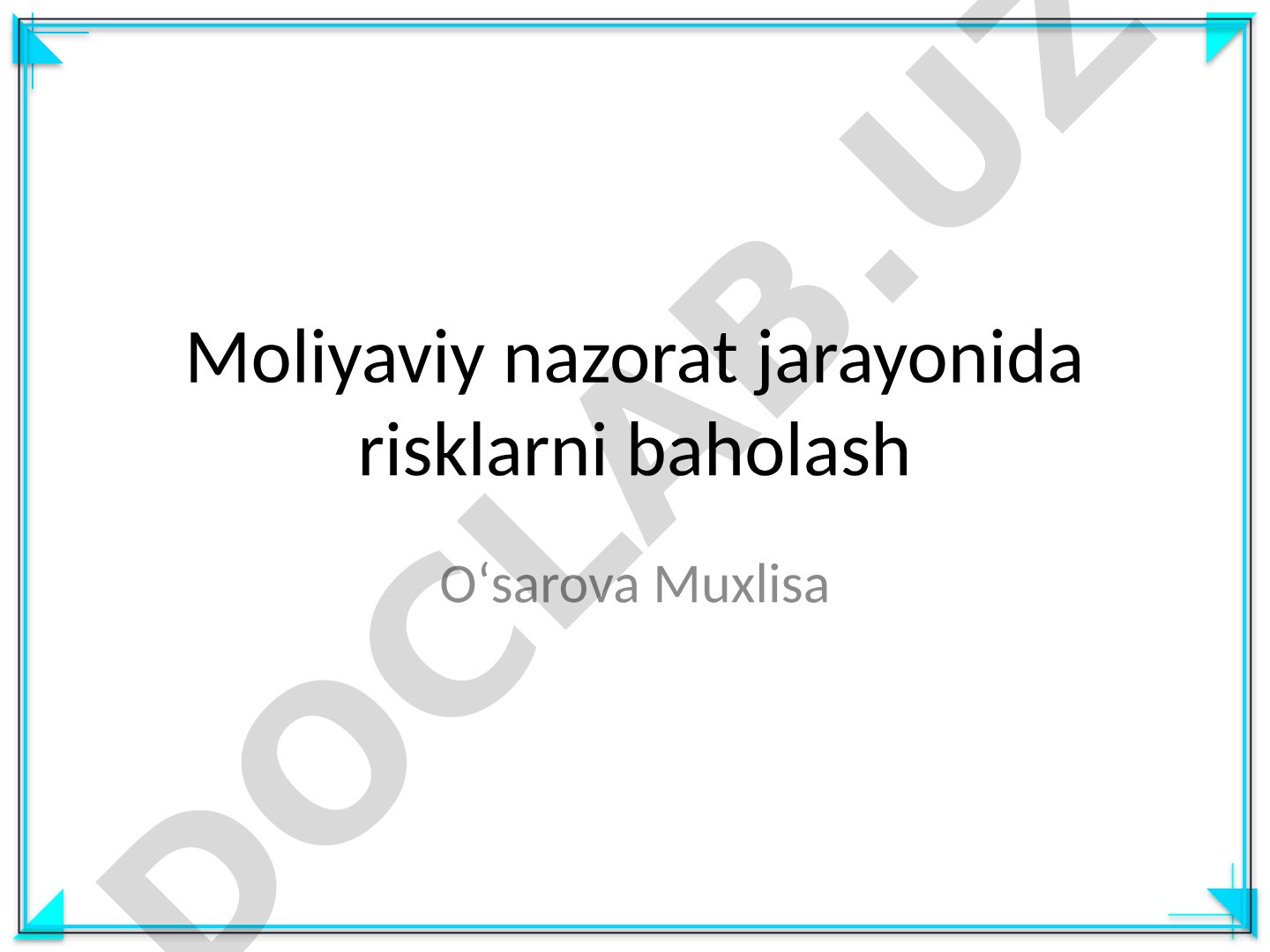 Moliyaviy nazorat jarayonida risklarni baholash