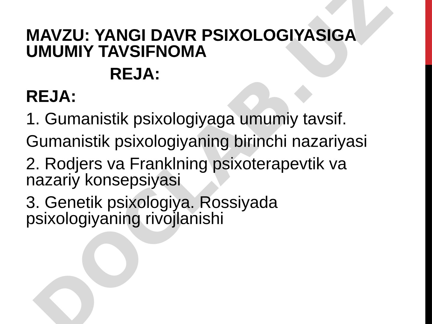 Yangi davr psixologiyasiga umumiy tavsifnoma