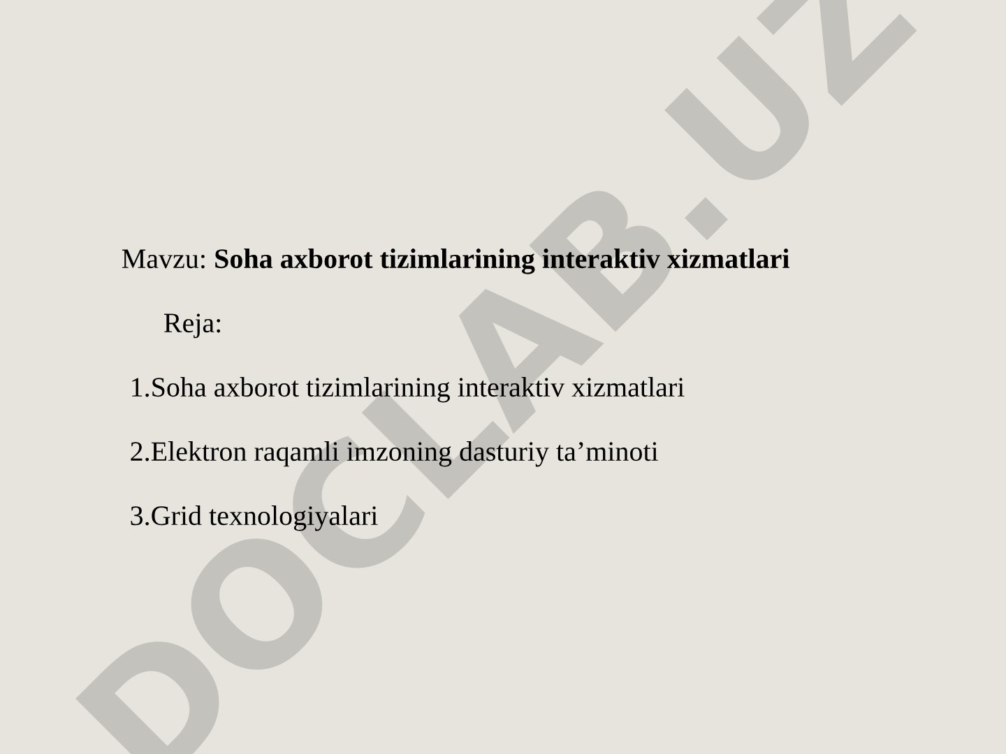 Soha axborot tizimlarining interaktiv xizmatlari