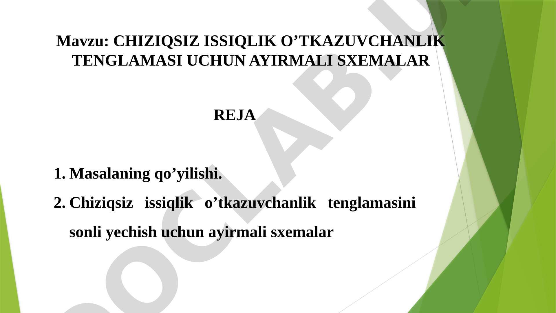 Chiziqsiz issiqlik o'tkazuvchanlik tenglamasi uchun ayirmali sxemalar