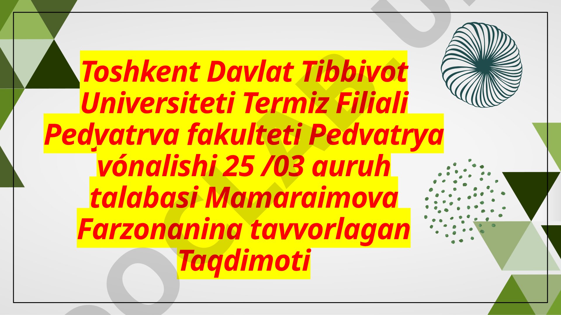 A.Temur va Temuriylar davri renessansi. “Temur tuzuklari” va uning hozirgi davrdagi ahamiyati. Mirzo Ulug‘bekning jahon ilm-fani rivojida tutgan o‘rni