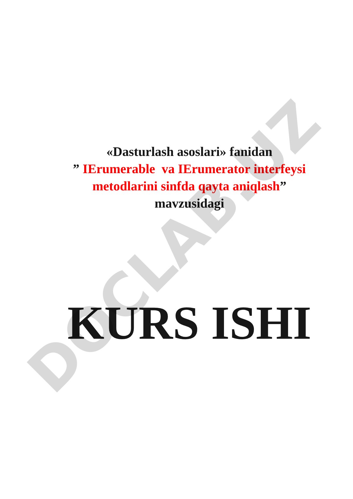 IEnumerable va IEnumerator interfeysi metodlarini sinfda qayta aniqlash