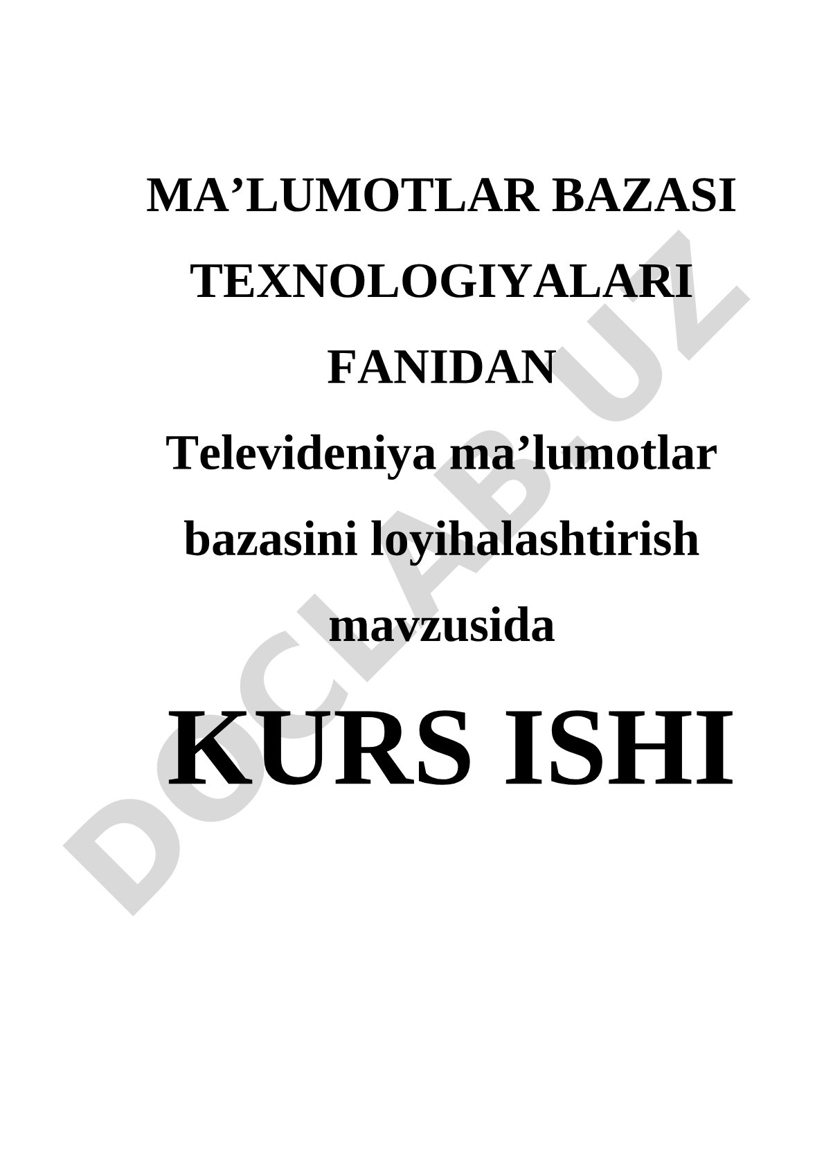 Televideniya ma’lumotlar bazasini loyihalashtirish