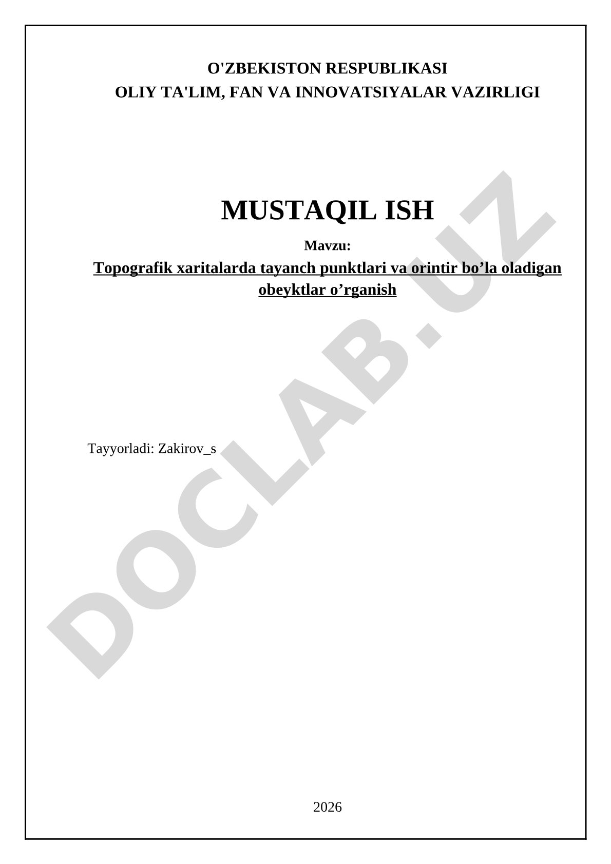 Topografik xaritalarda tayanch punktlari va orintir bo’la oladigan obeyktlar o’rganish