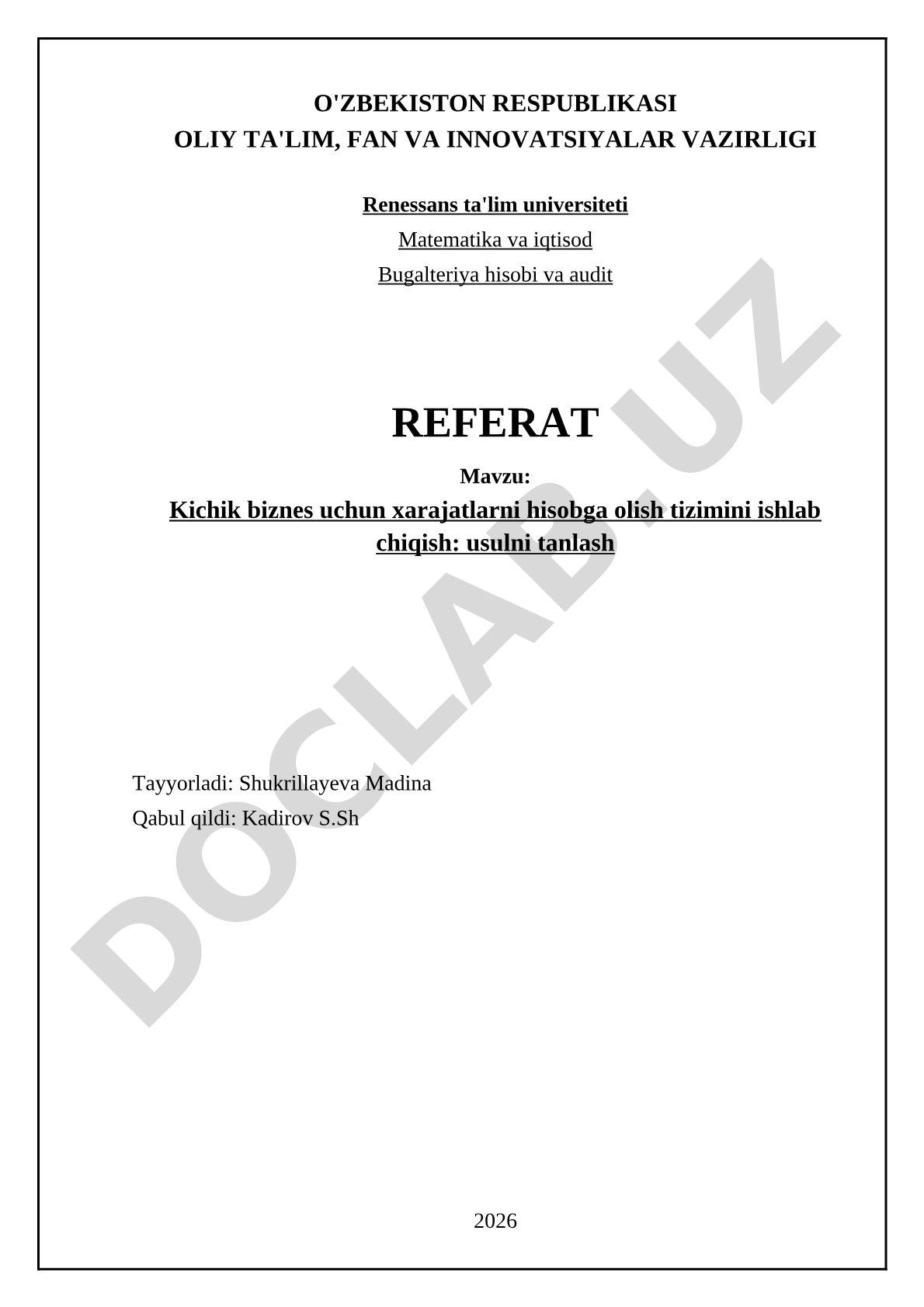 Kichik biznes uchun xarajatlarni hisobga olish tizimini ishlab chiqish: usulni tanlash