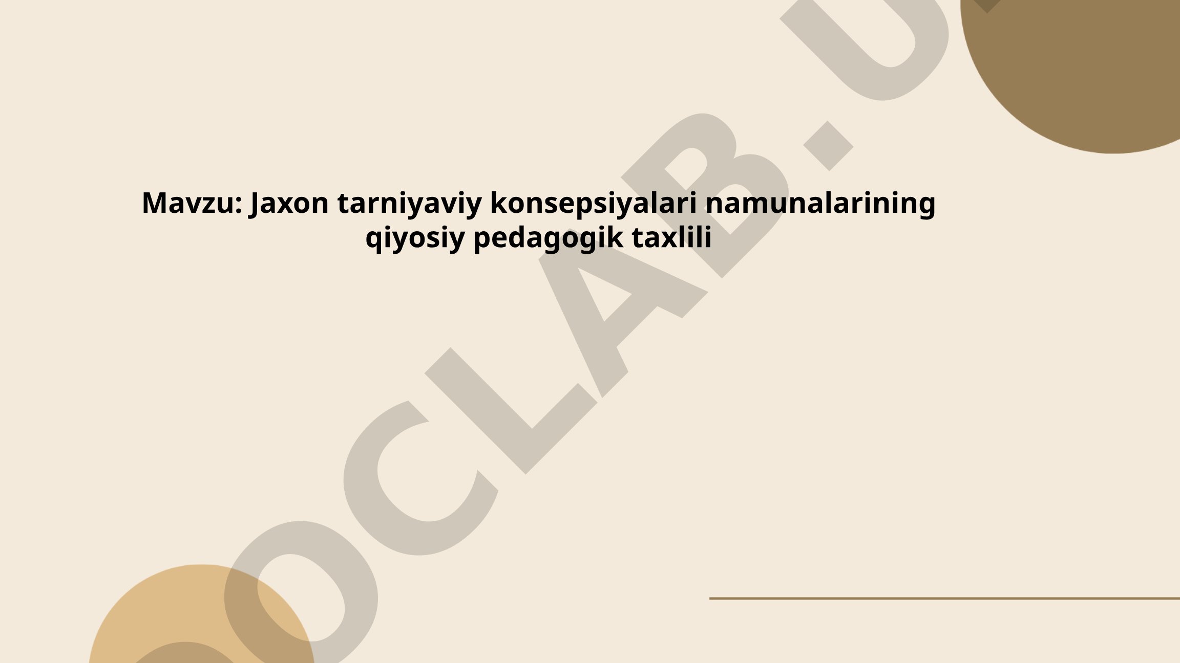 Jaxon tarniyaviy konsepsiyalari namunalarining qiyosiy pedagogik taxlili