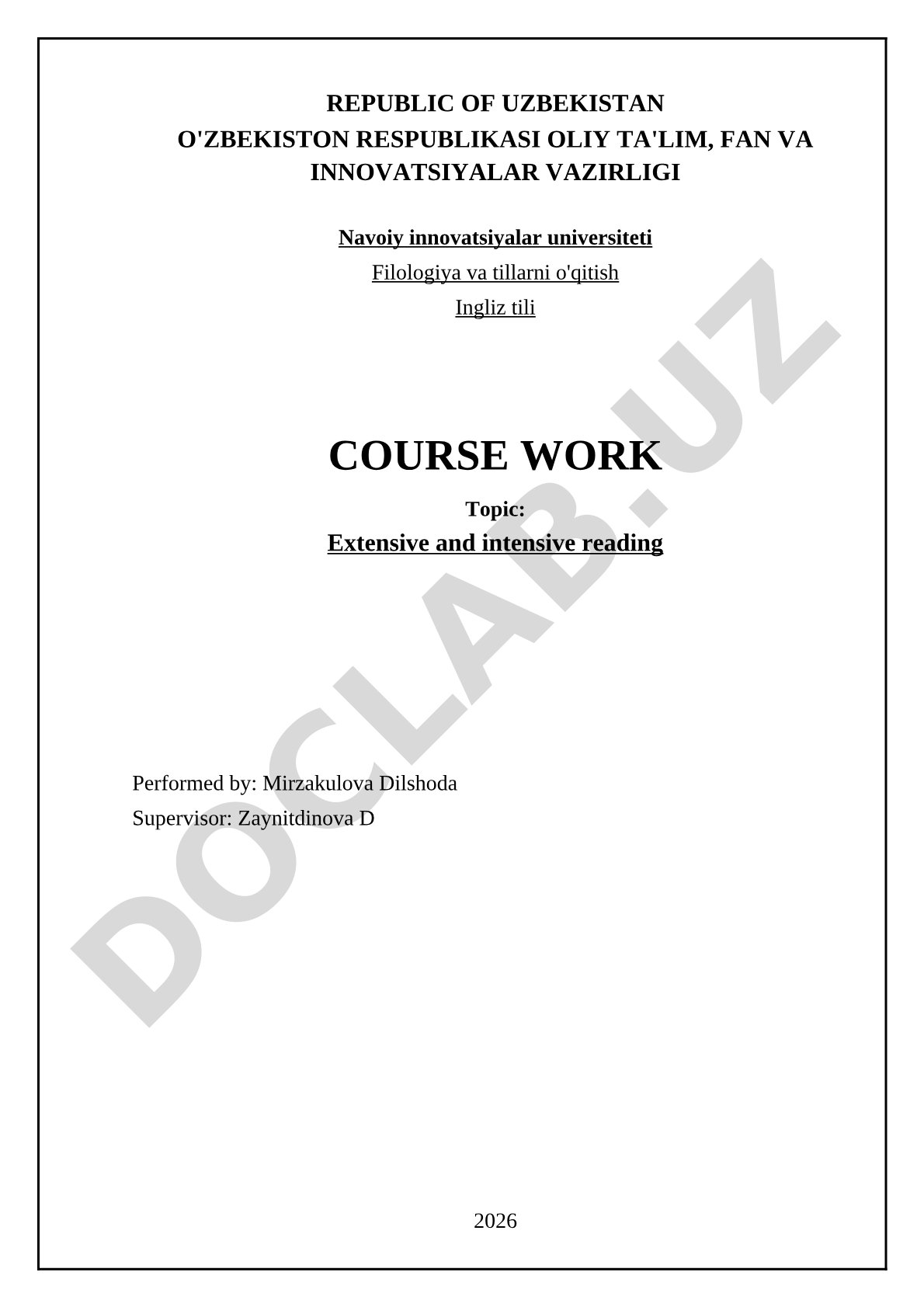 Extensive and intensive reading