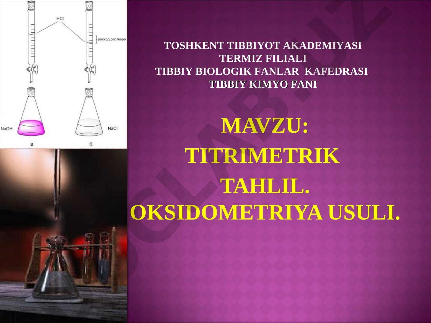 Titrimetrik tahlil. Oksidometriya usuli