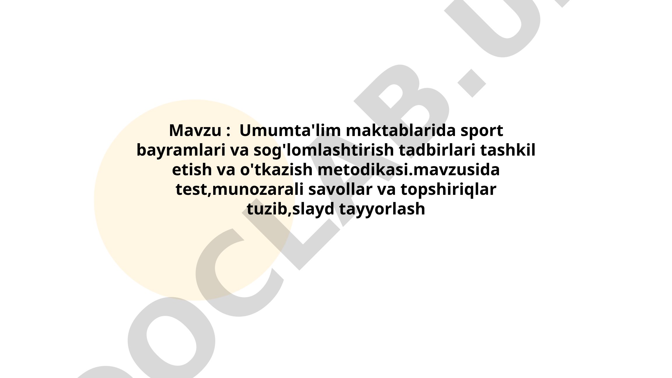 Umumta'lim maktablarida sport bayramlari va sog'lomlashtirish tadbirlari tashkil etish va o'tkazish metodikasi