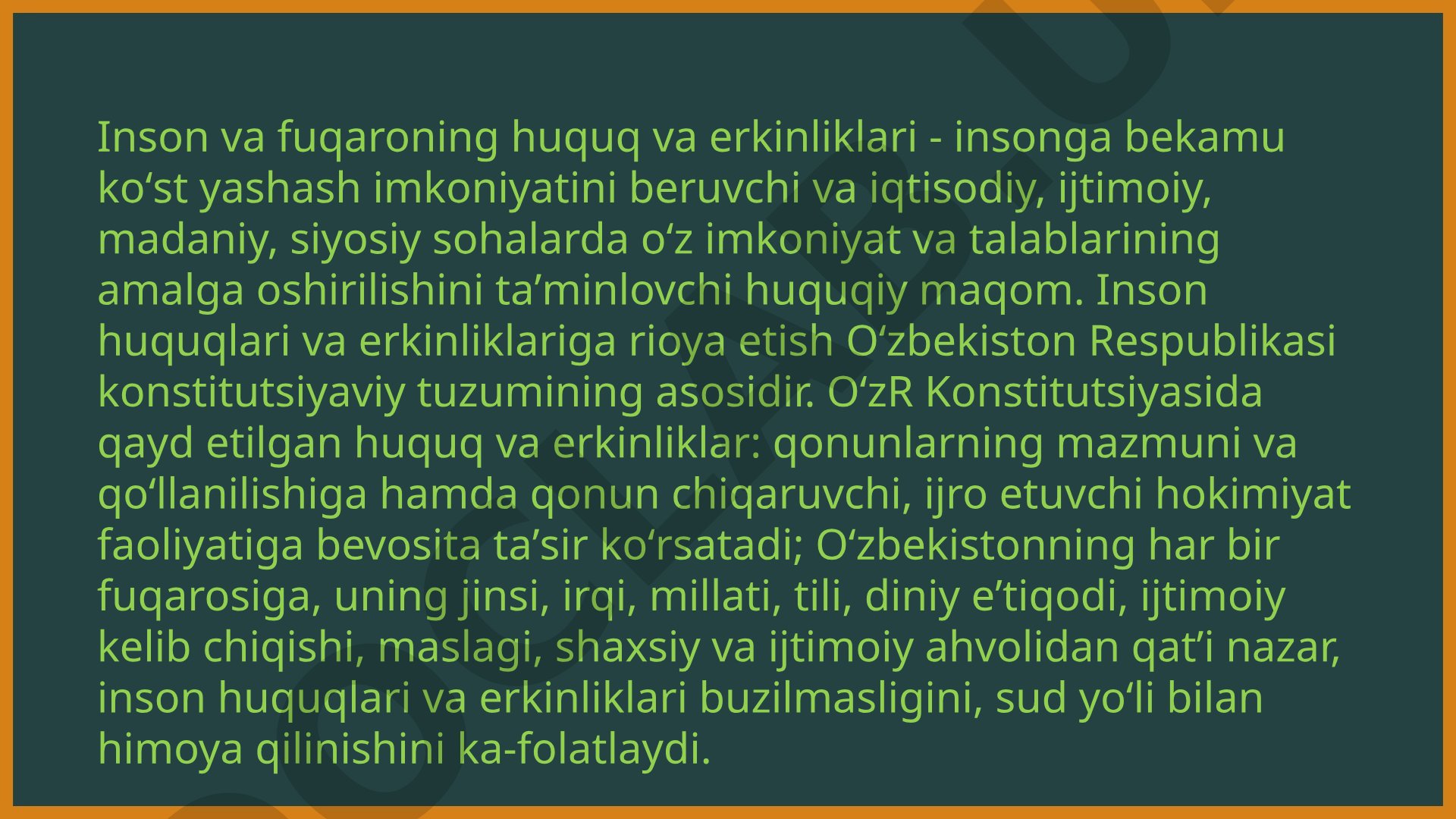 Inson va fuqaroning huquq va erkinliklari