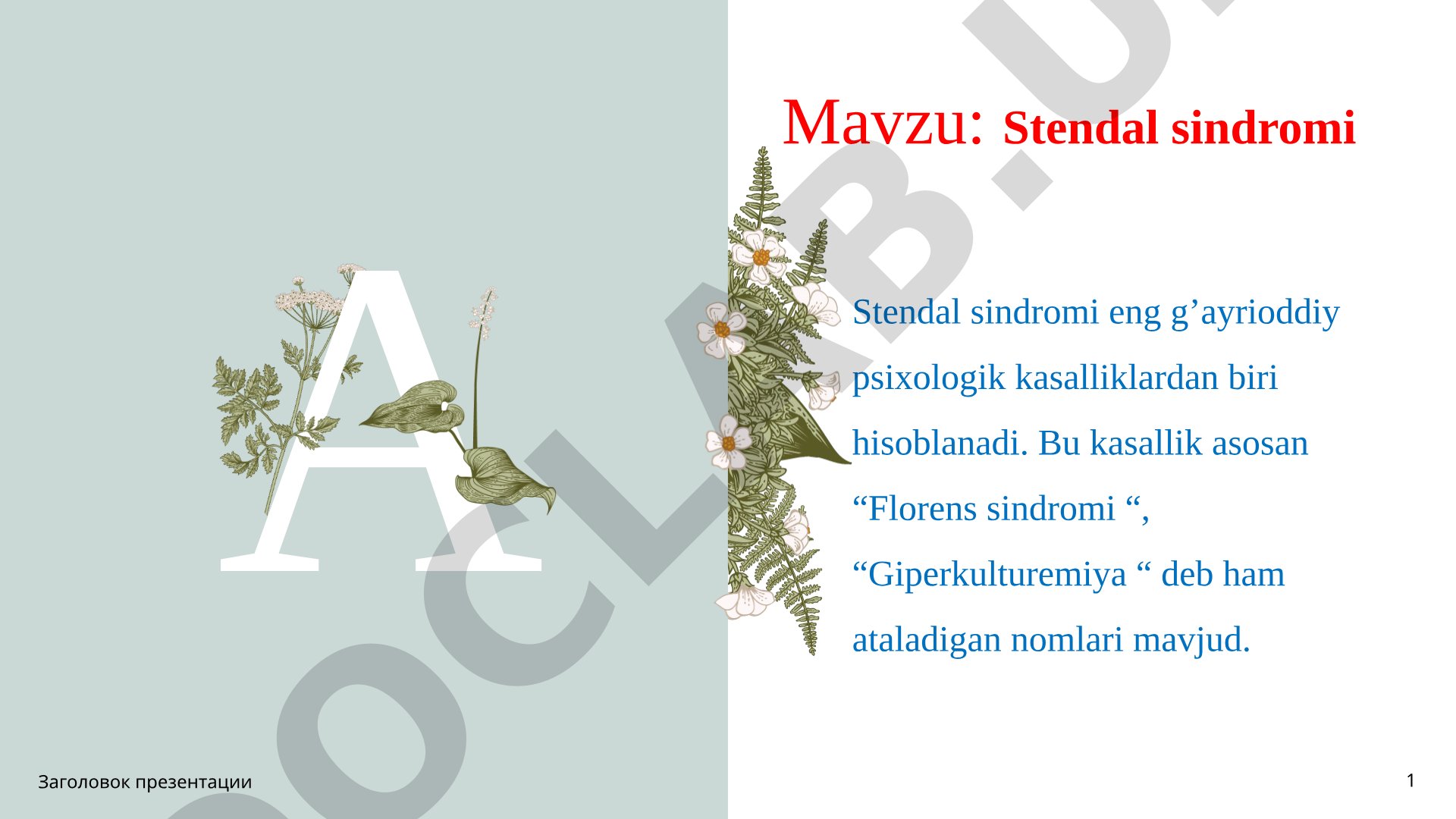 Stendal sindromi haqida taqdimot: kasallik tarixi, sabablari va belgilari