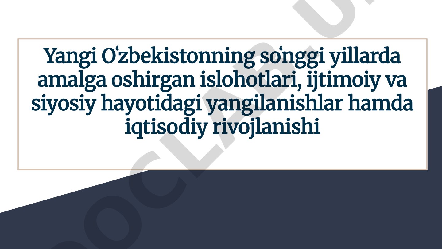 Yangi Oʻzbekistonning islohotlari va rivojlanishi