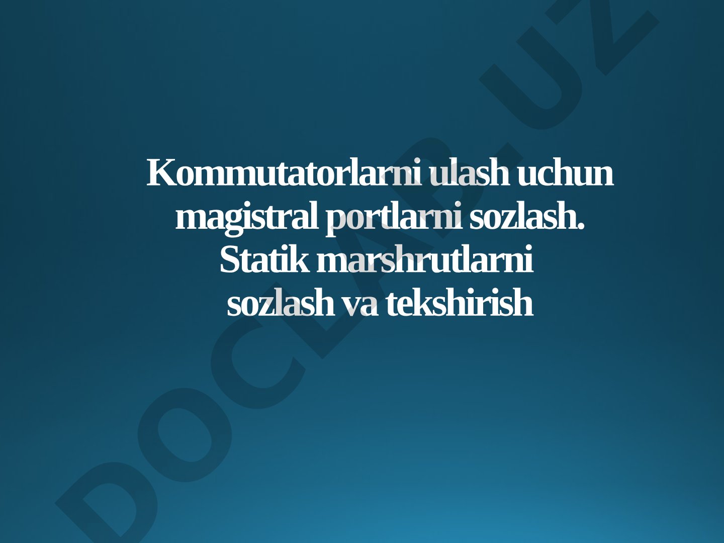 Kommutatorlarni ulash uchun magistral portlarni sozlash. Statik marshrutlarni sozlash va tekshirish