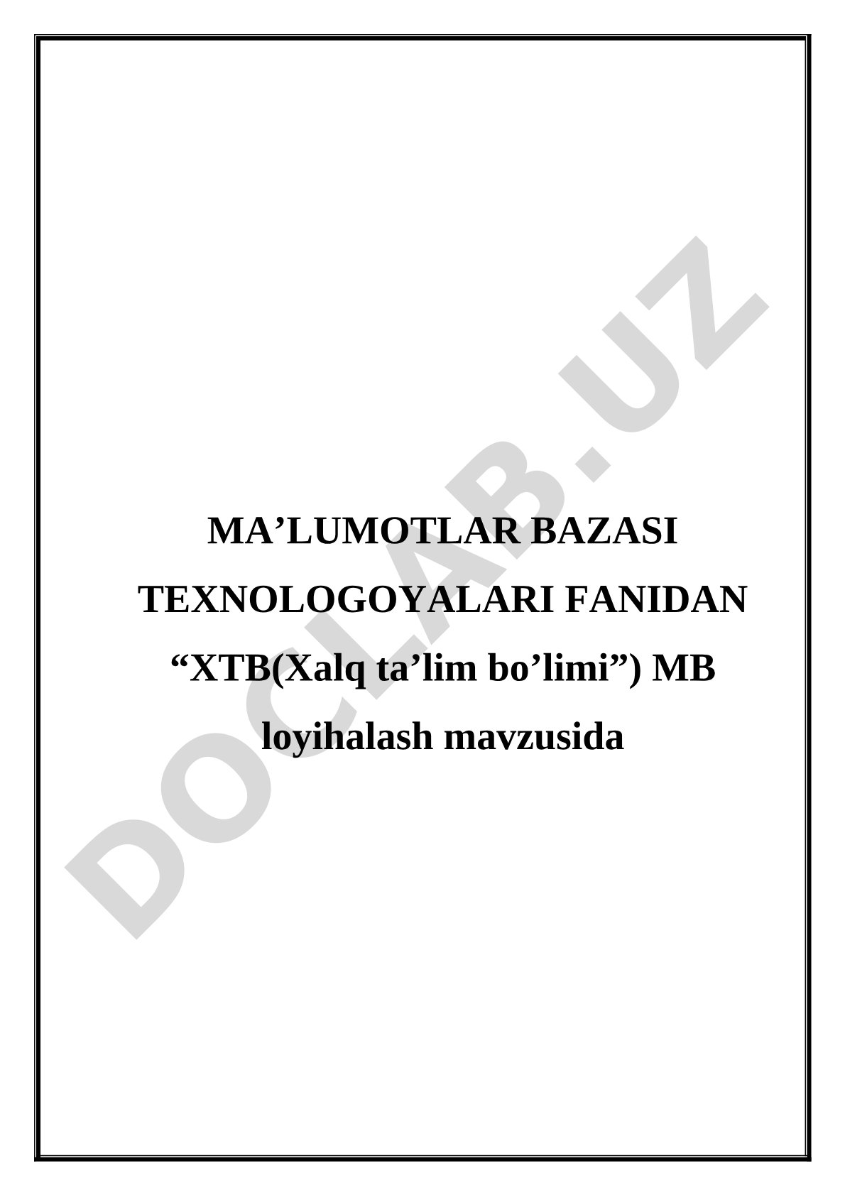 XTB(Xalq ta’lim bo’limi) MB loyihalash