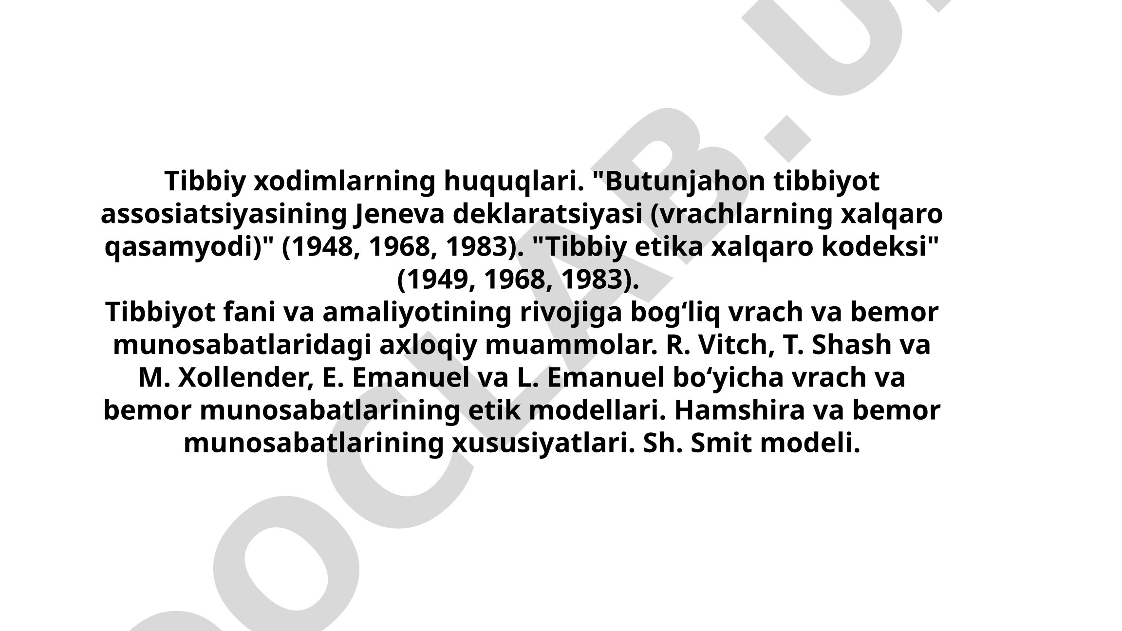 Tibbiy xodimlarning huquqlari
