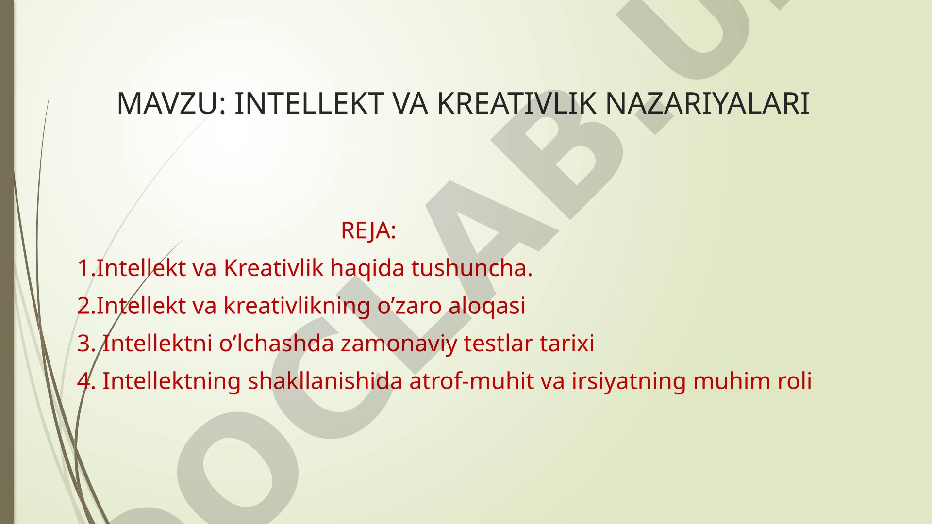 Intellekt va kreativlik nazariyalari