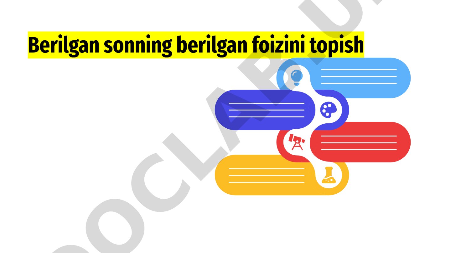 Berilgan sonning berilgan foizini topish