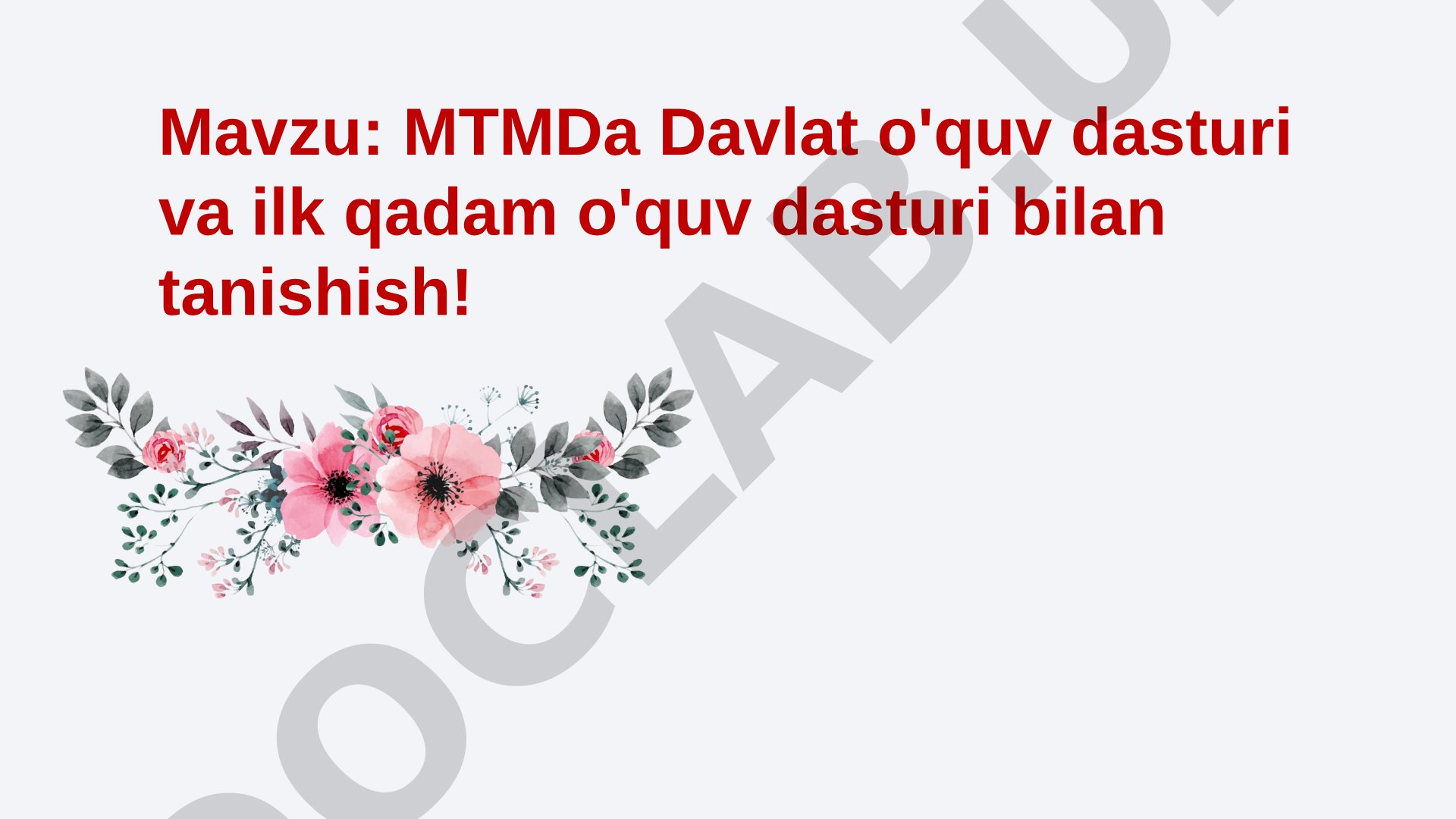 MTMDa Davlat o'quv dasturi va ilk qadam o'quv dasturi bilan tanishish