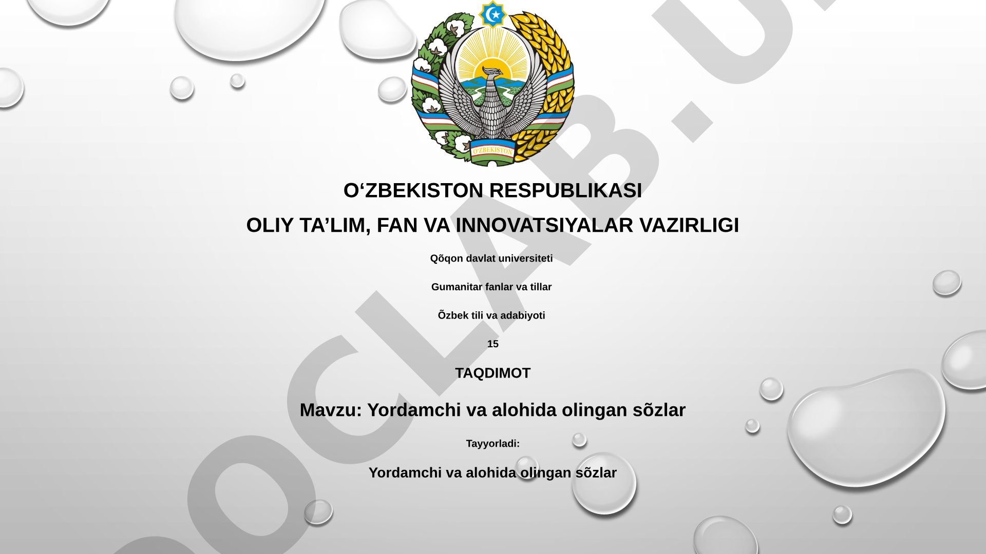 Yordamchi va alohida olingan so'zlar