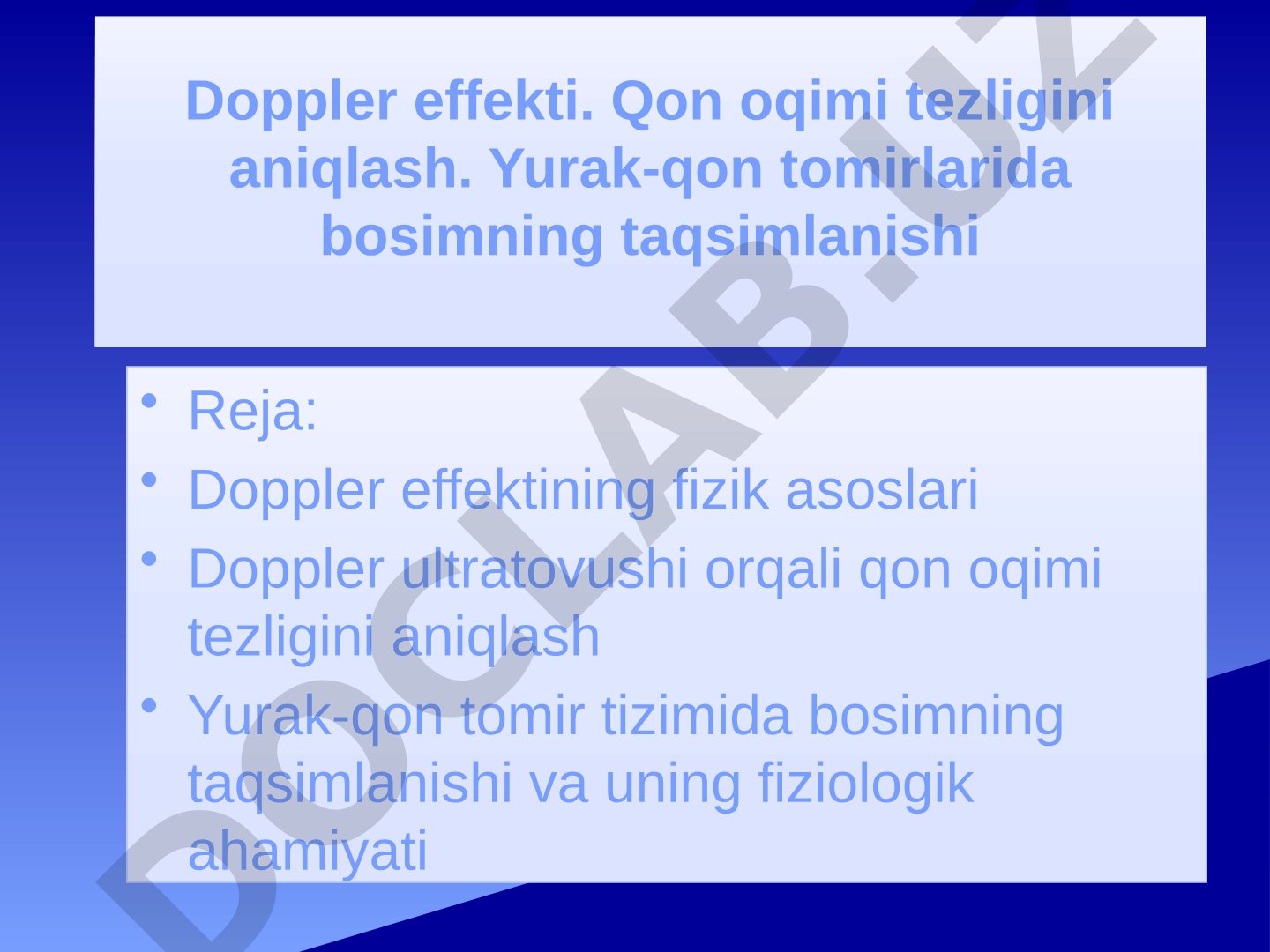 Doppler effekti va qon oqimi tezligini aniqlash