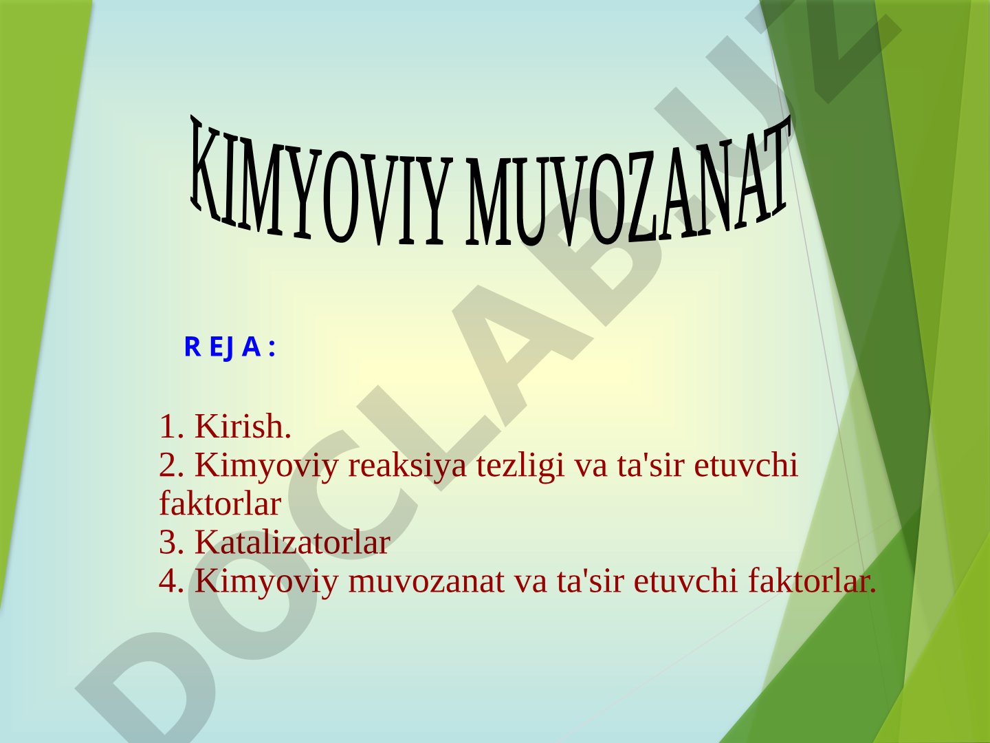 Kimyoviy reaksiya tezligi va muvozanat